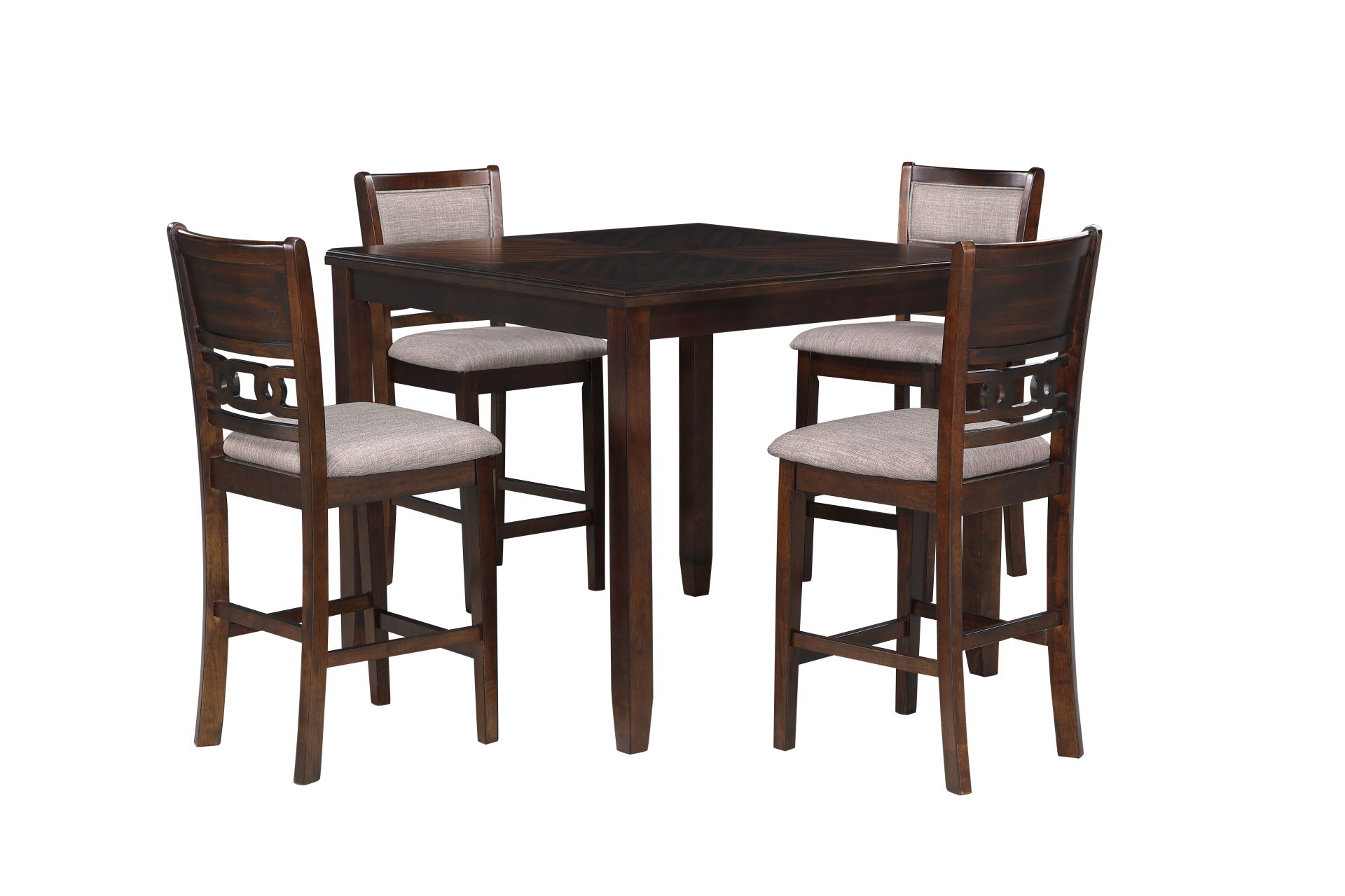 Gia - 5 Piece Square Counter Dining Set (Table & 4 Chairs) - Cherry