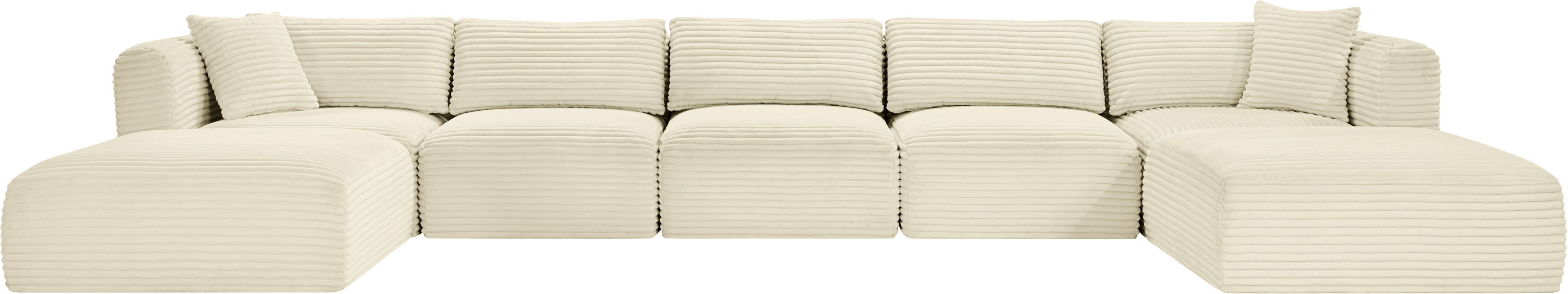 Shaggy - 7 Piece Modular Sectional With 2 Ottomans - Cream