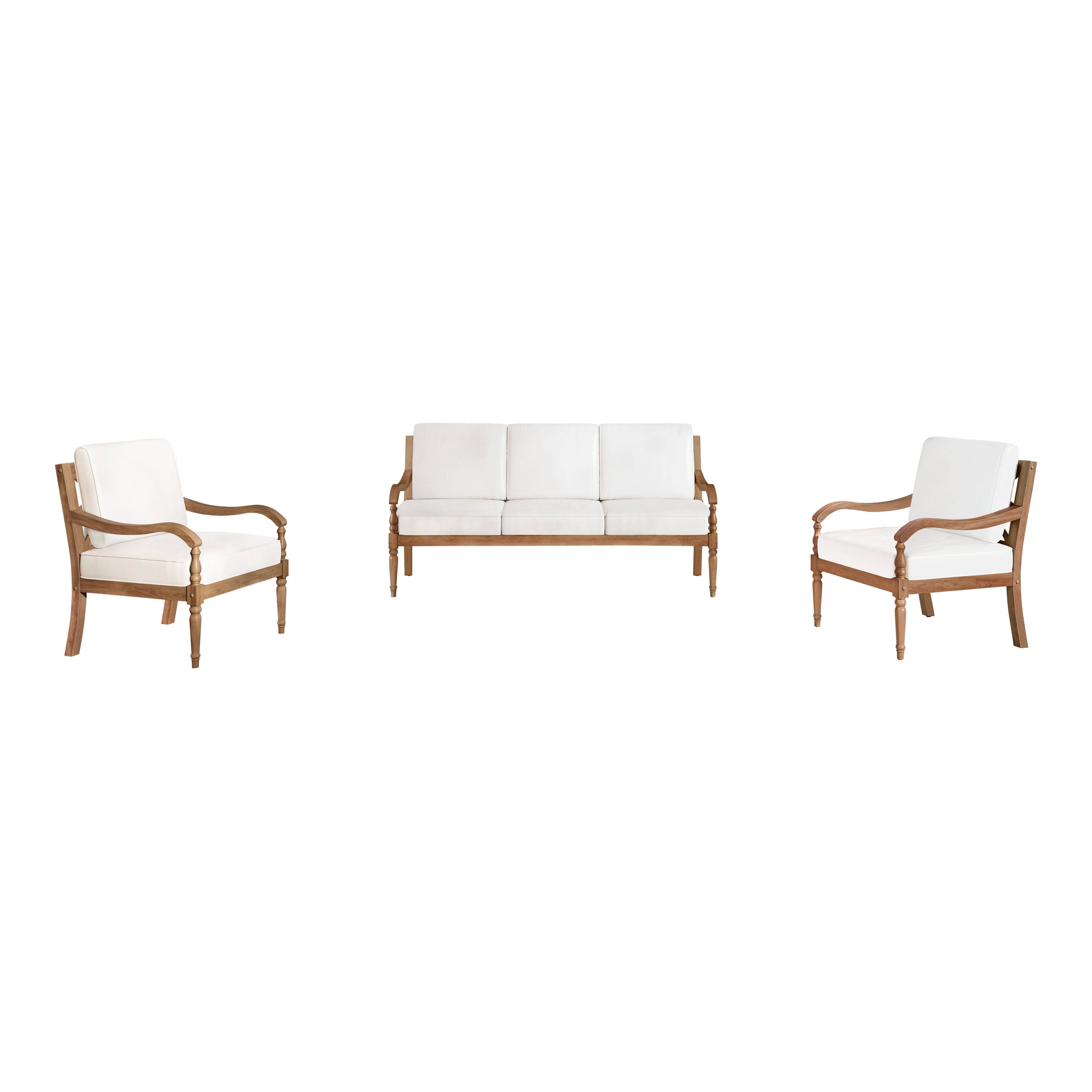 Savannah - 3 Piece Set (Sofa & 2 Chairs) - White Linen