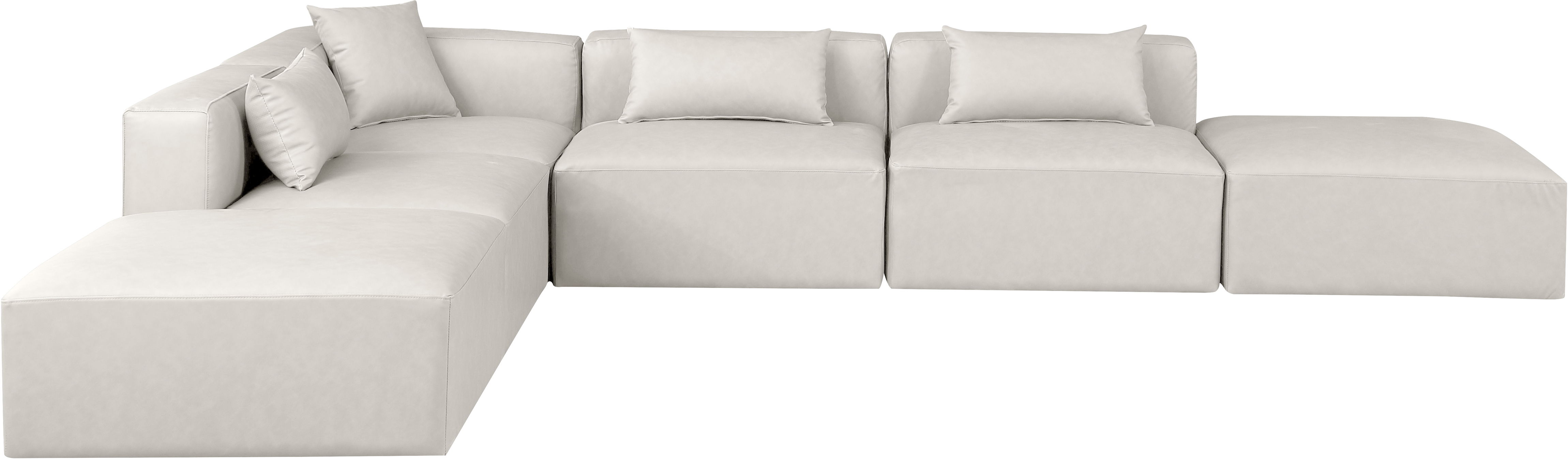 Cube - 6 Piece Modular Corner Armless Sectional - Cream