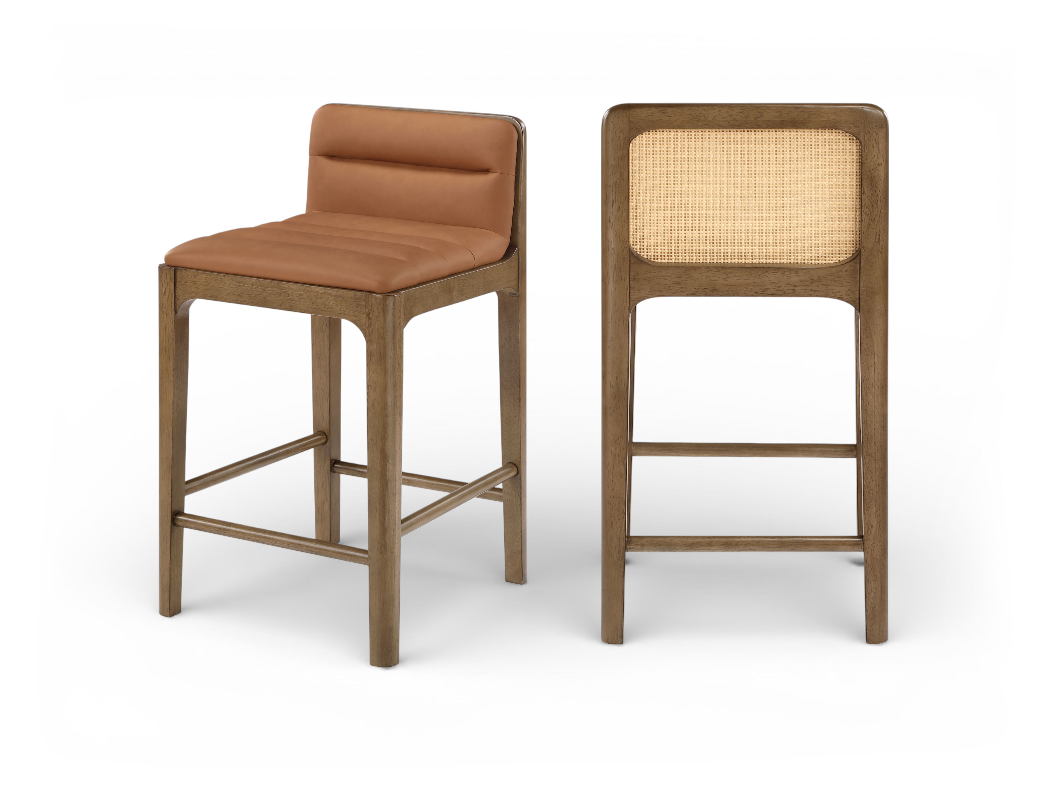 Ellis - Vegan Leather Upholstered Counter Stool (Set of 2) - Cognac