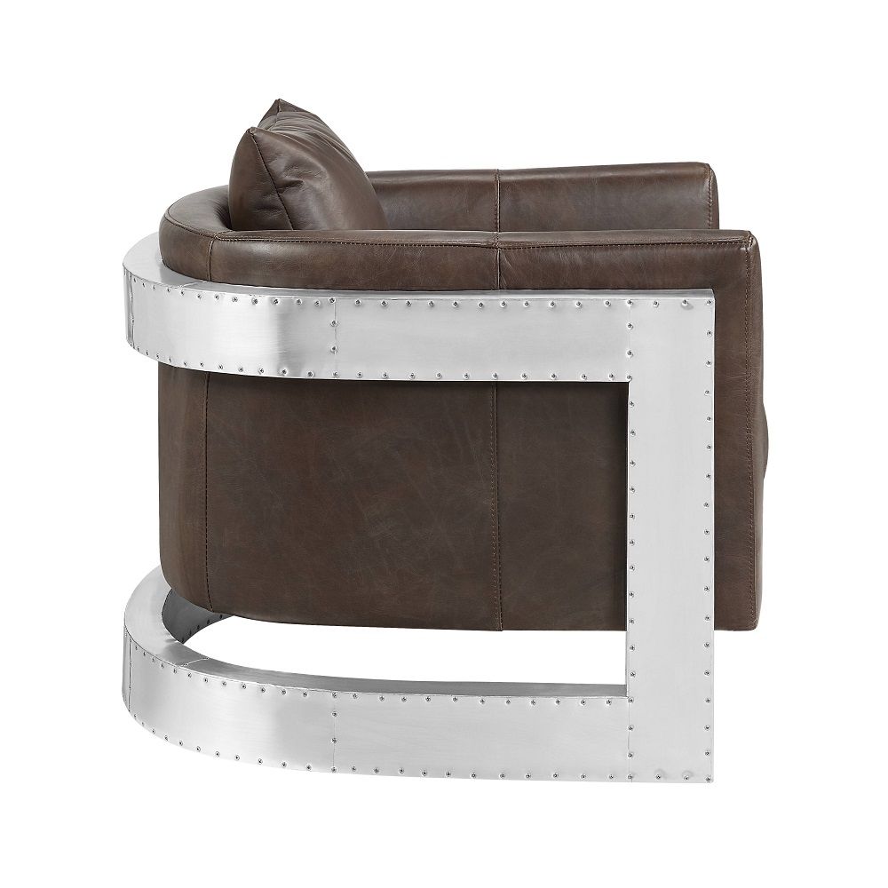 Betla - Accent Chair - Espresso Top Grain Leather & Aluminum, dark brown, view 3