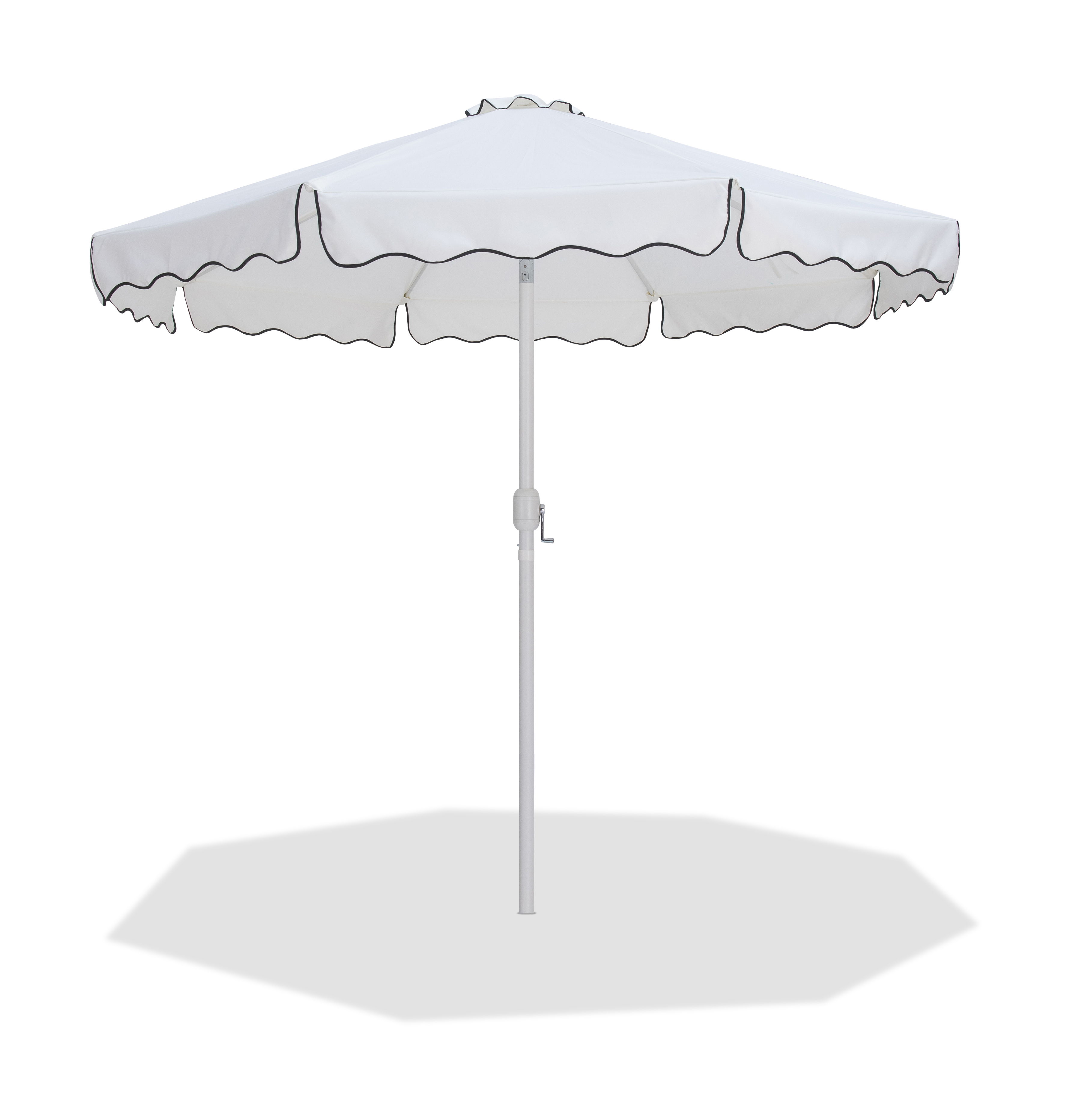 Amalfi - Patio Umbrella With Black Piping And White Pole - White