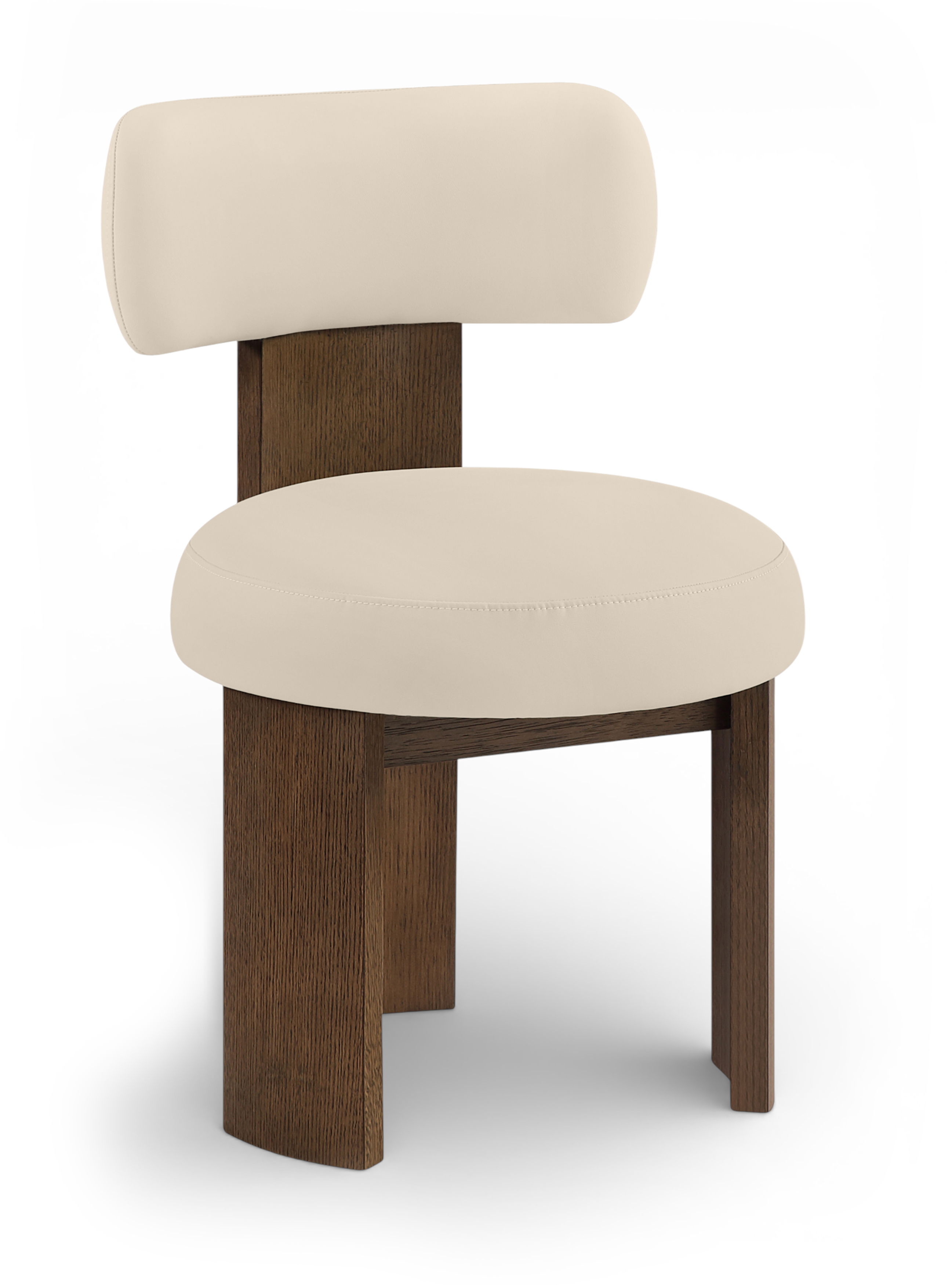Atelier - Vegan Leather Upholstered Dining Chair (Set of 2) - Beige / Painted Brown