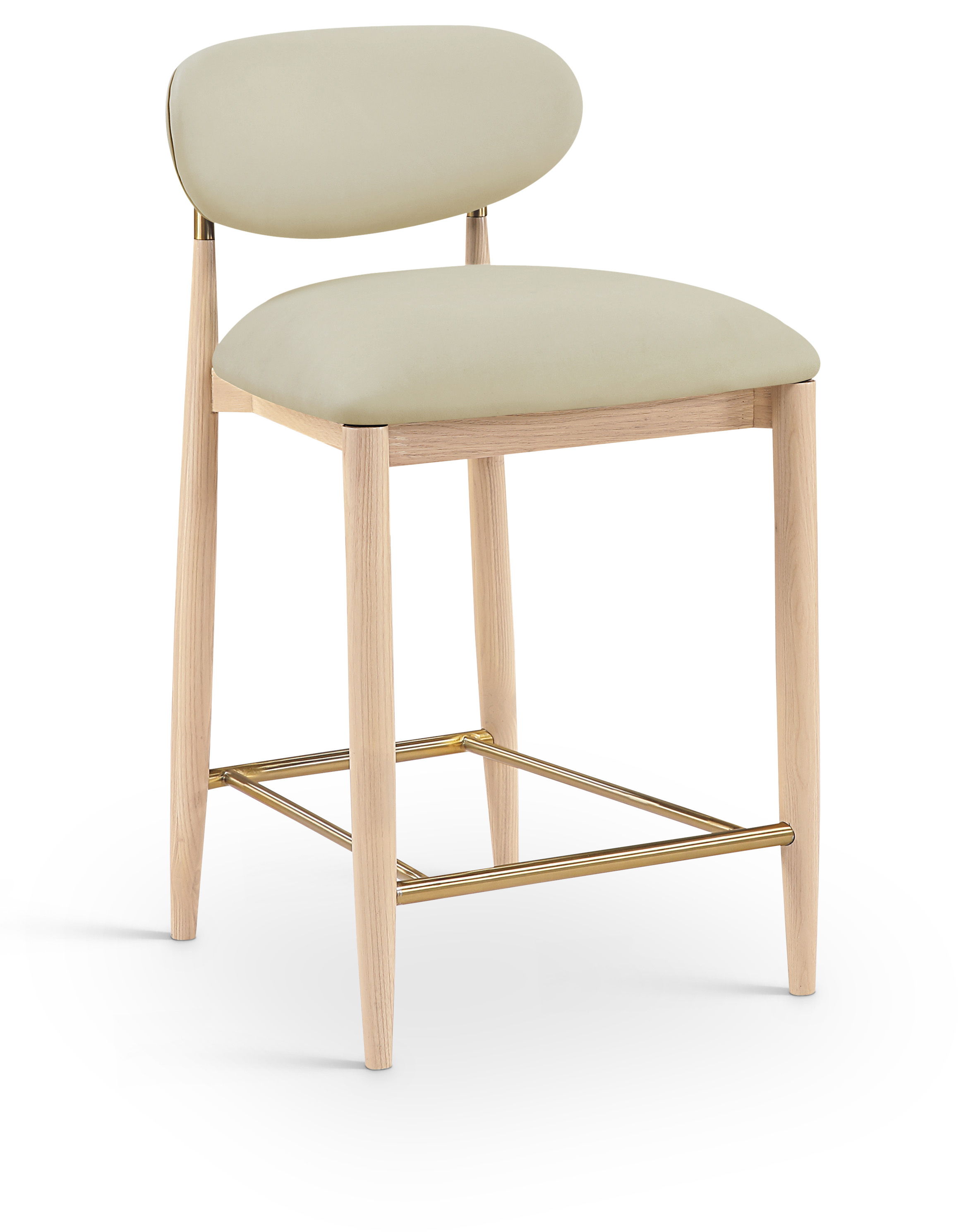 Riccio - Vegan Leather Upholstered Stool - Taupe