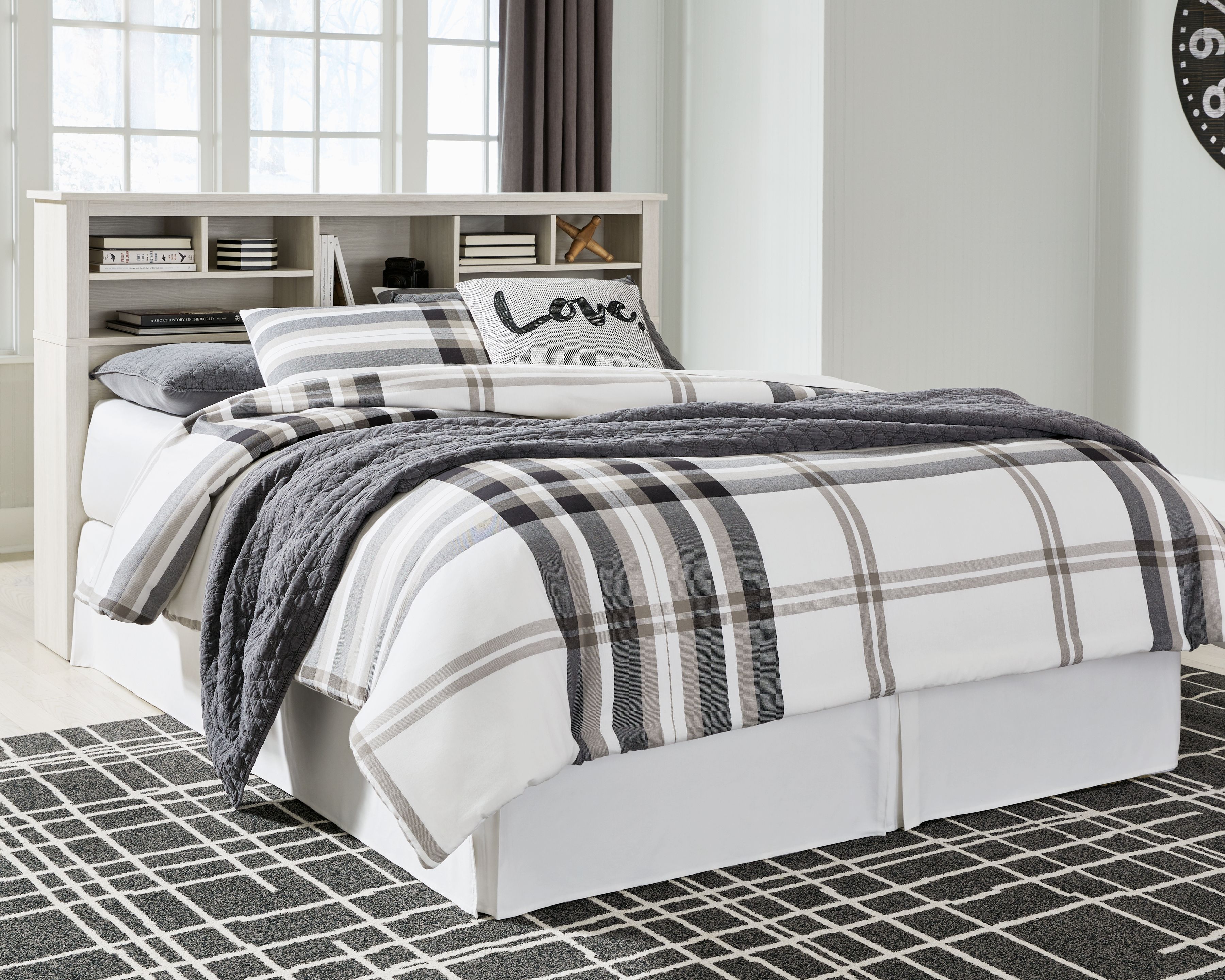 Dorrinson White King Bookcase Headboard With Bolt On Bed Frame