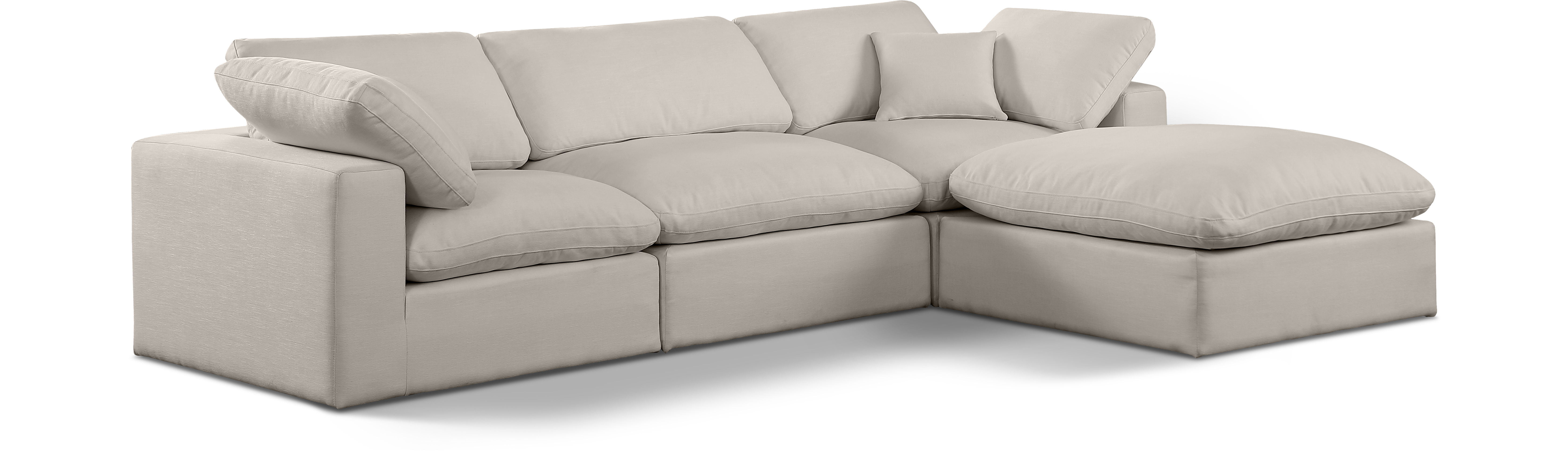 Comfy - 4 Piece Linen Fabric Modular Sectional With Chaise - Beige