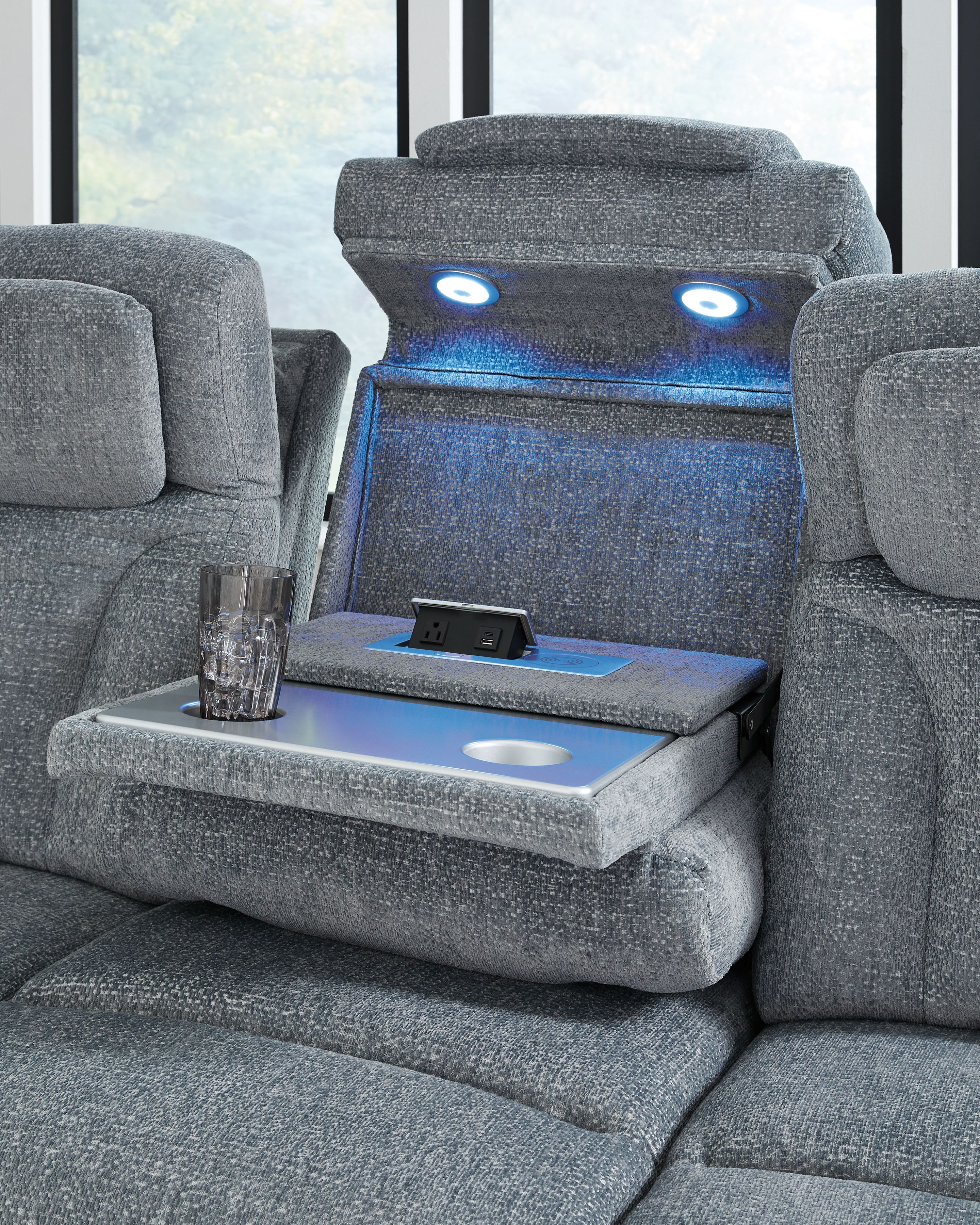 Ashley Furniture Studio Cave - Power Reclining Sofa - Steel - Image 8