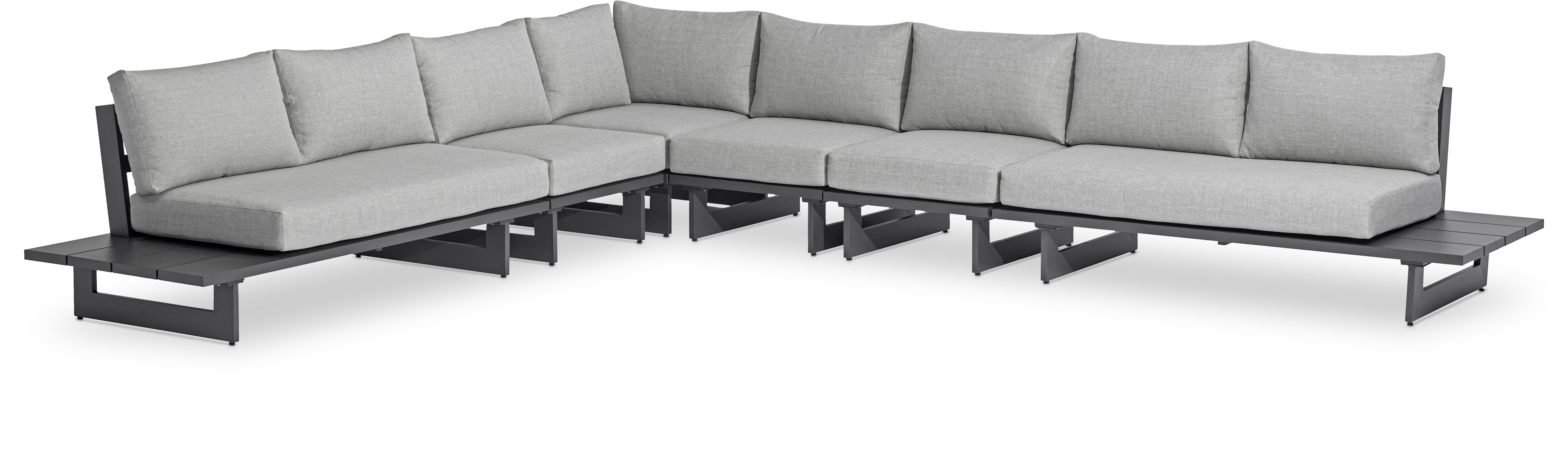 Maldives - 6 Piece Water Resistant Outdoor Patio Modular Sectional With Gray Base - Gray