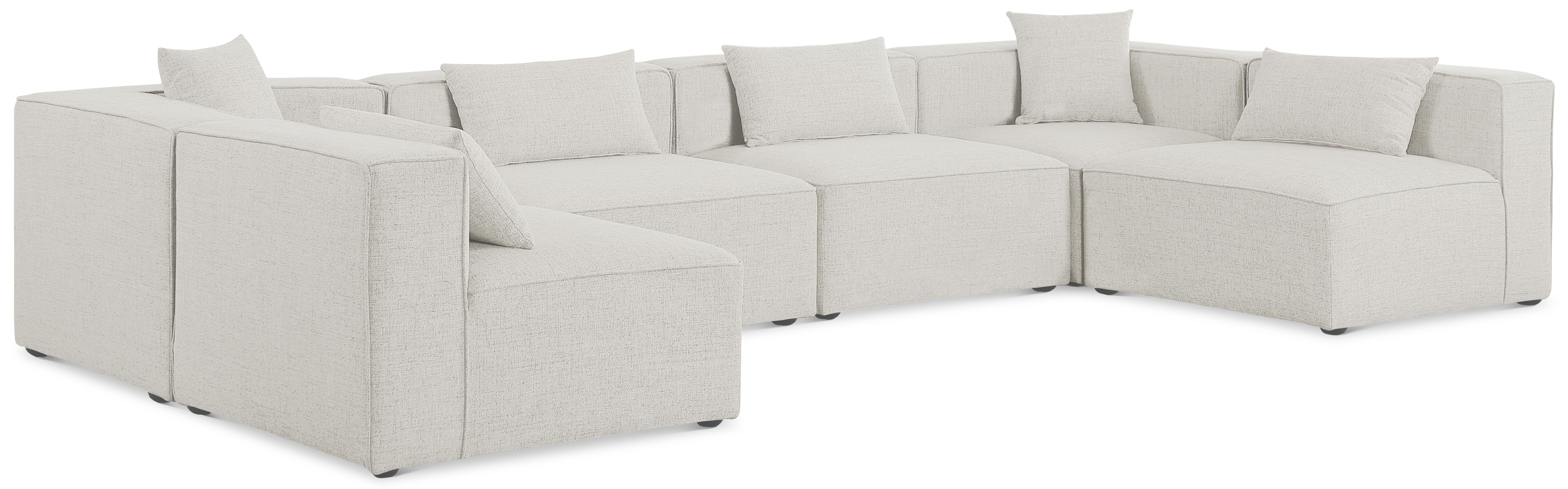 Cube - Linen 6 Piece Modular Armless Sectional - Cream