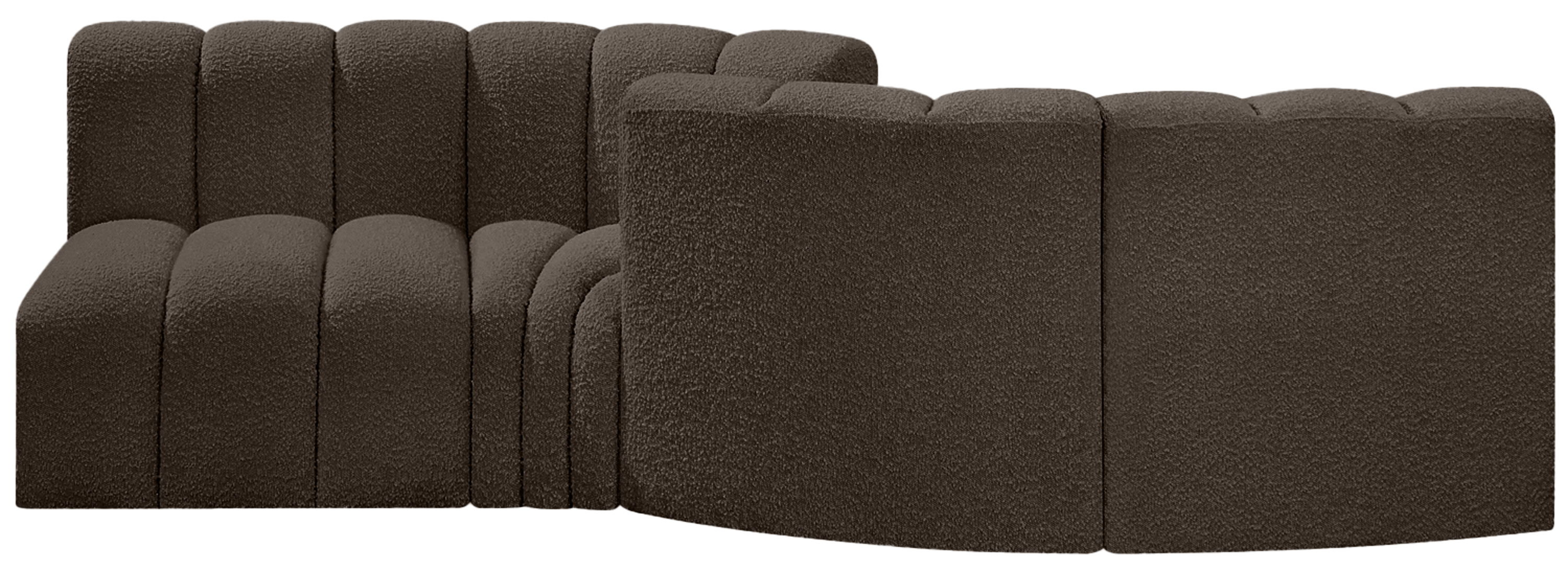 Arc - Boucle Fabric 4 Piece Sofa - Brown