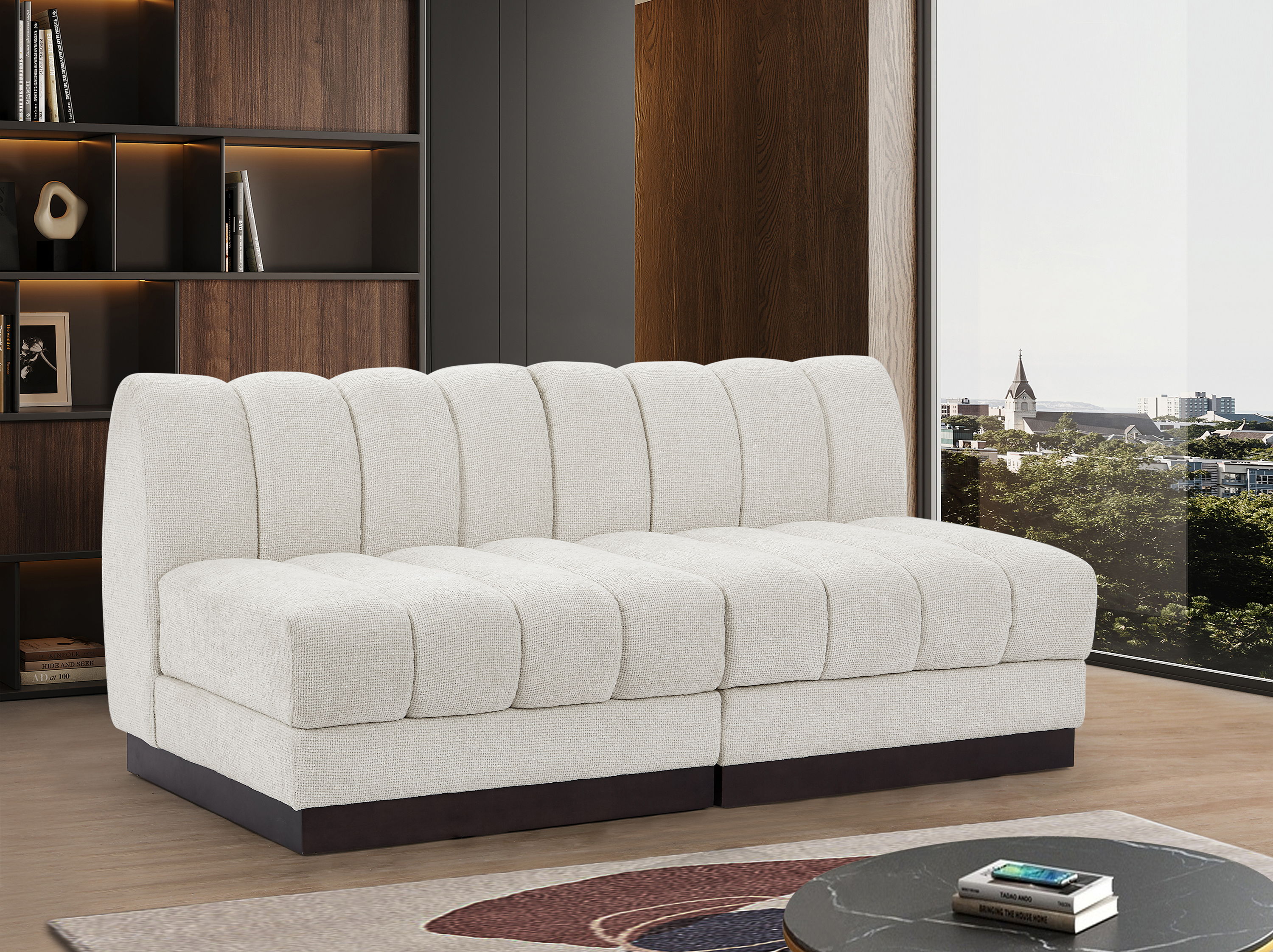 Quinn - 2 Piece Modular Armless Sofa - Cream