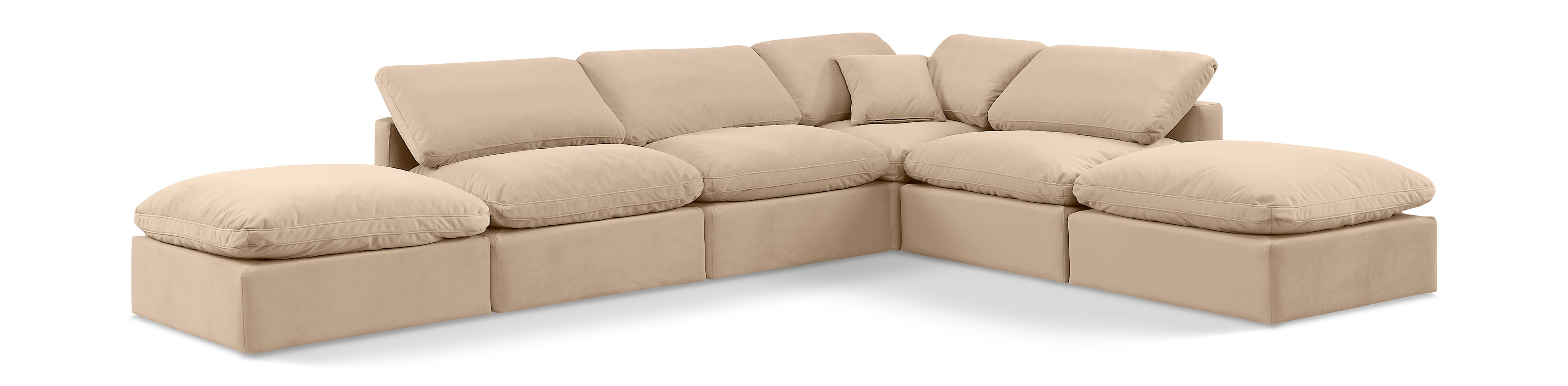 Indulge - Velvet 6 Piece Modular Armless Sectional - Beige