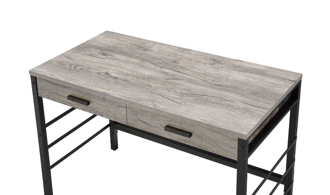 Disho - Writing Desk With USB - Light Weathered Oak & Black, dark gray, view 5