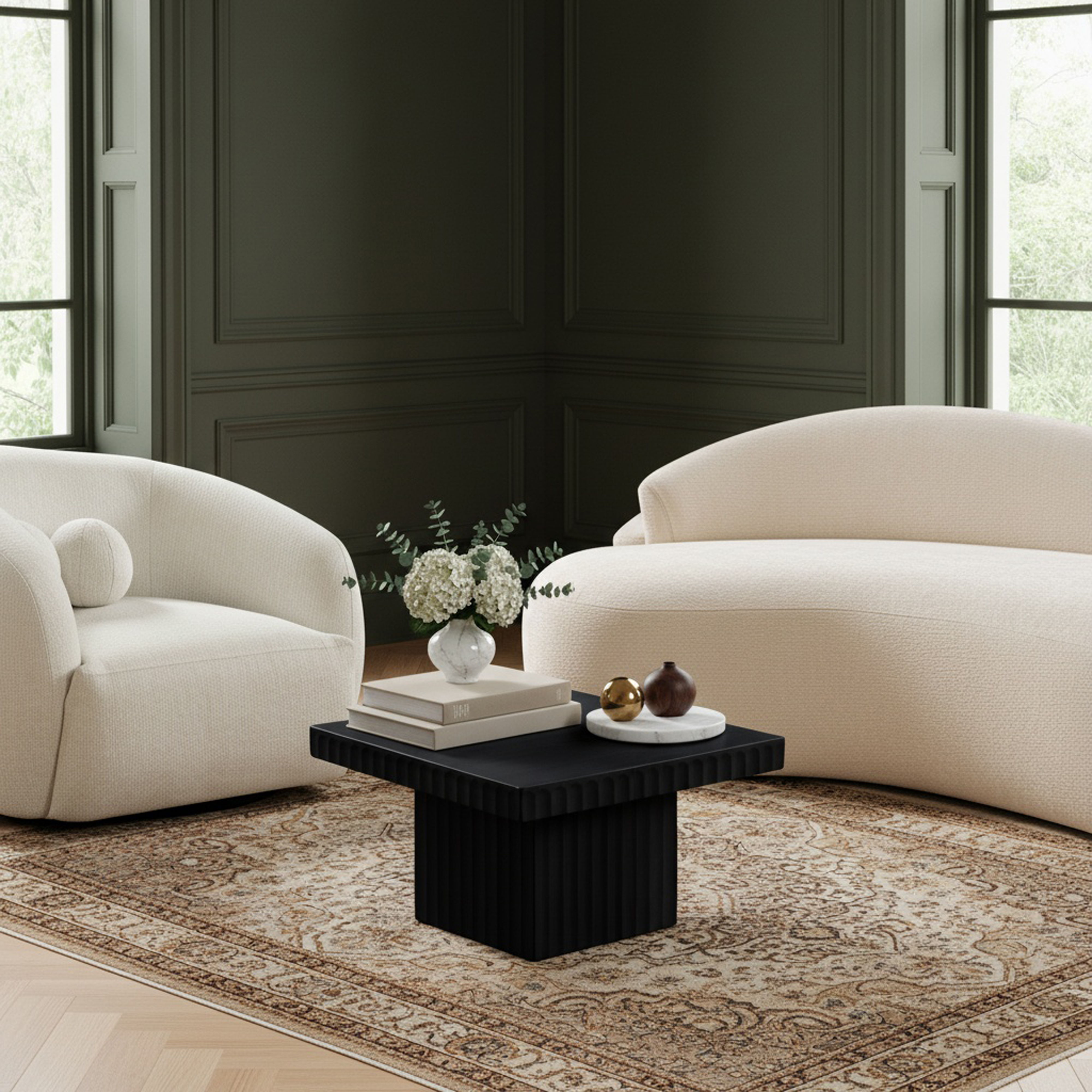 Spencer - 12" Oak Veneer Coffee Table - Black