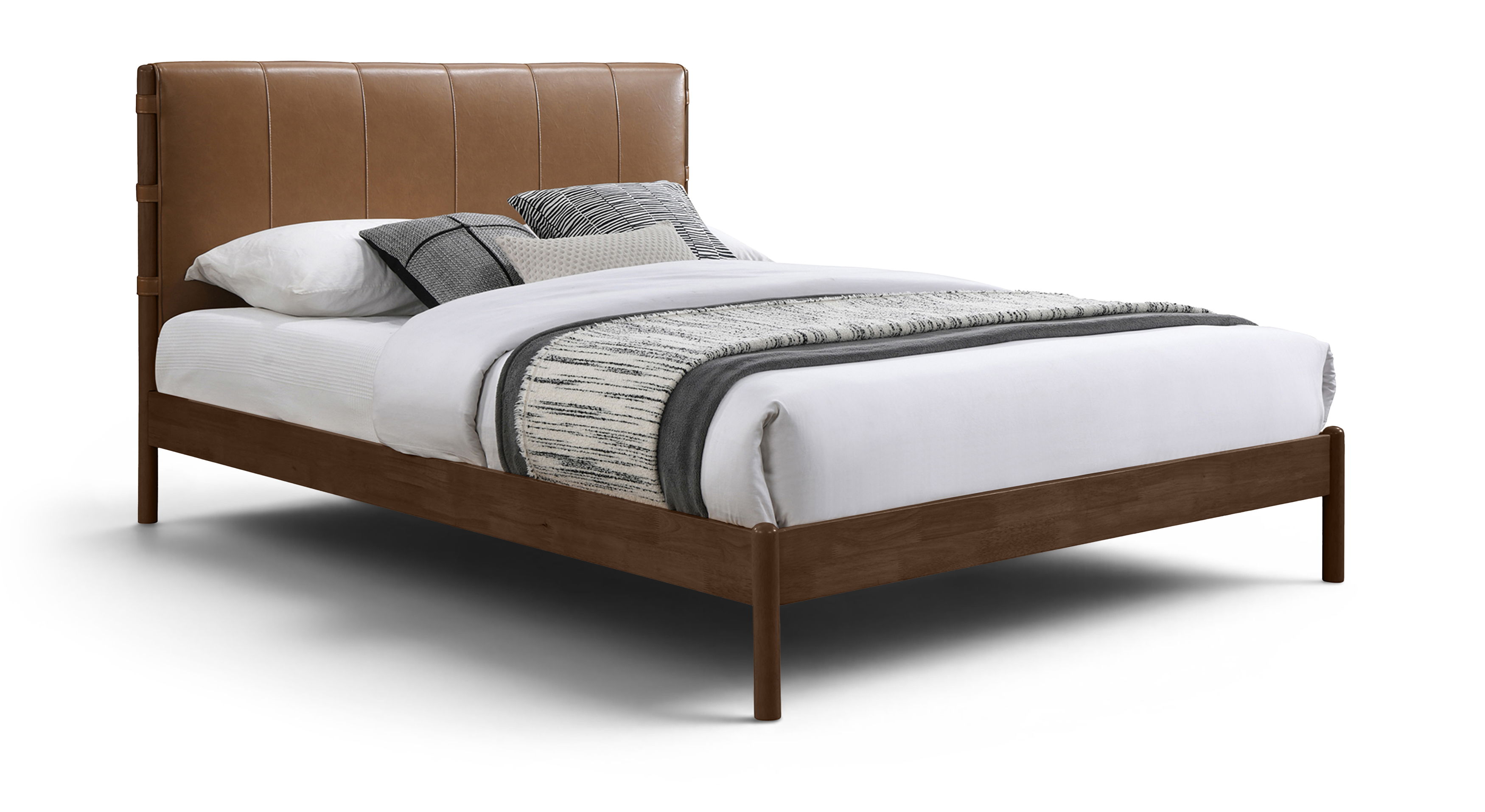 Arielle - Vegan Leather Upholstered Full Bed - Cognac