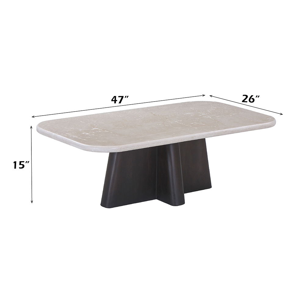 Jacory - Coffee Table With Bottocino Marble Top - Espresso, dark brown, view 4