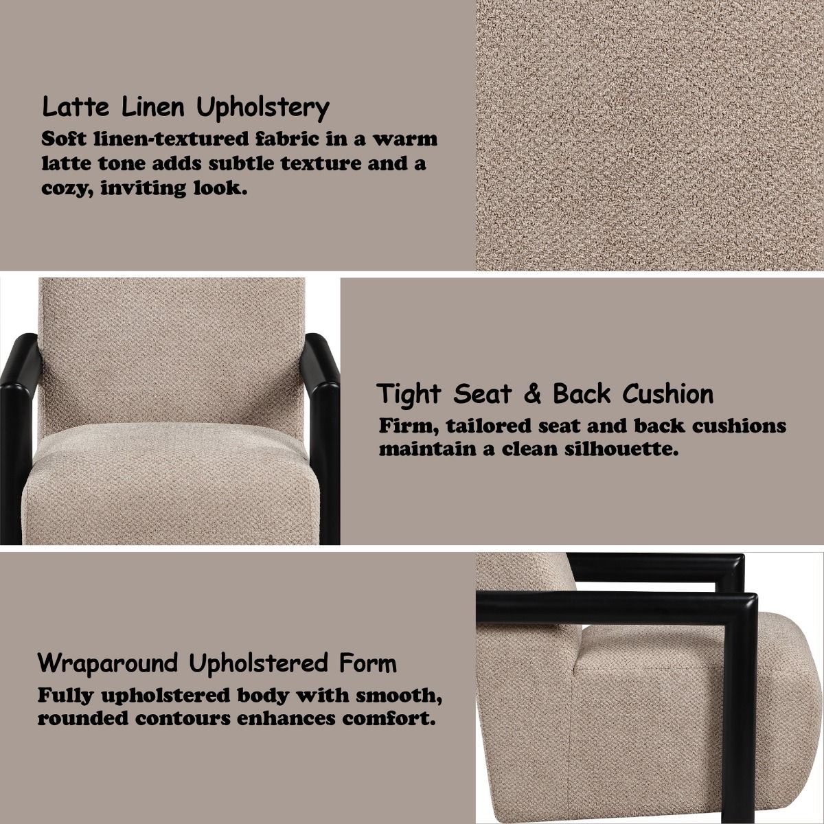 Jetta - Accent Chair - Latte & Black, gray, view 7