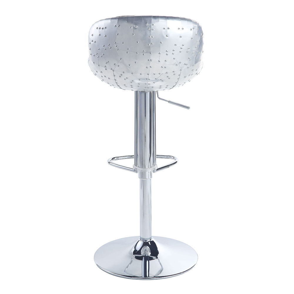 Brancaster - Adjustable Stool With Swivel - Vintage Brown Top Grain Leather & Aluminum, dark brown, view 2