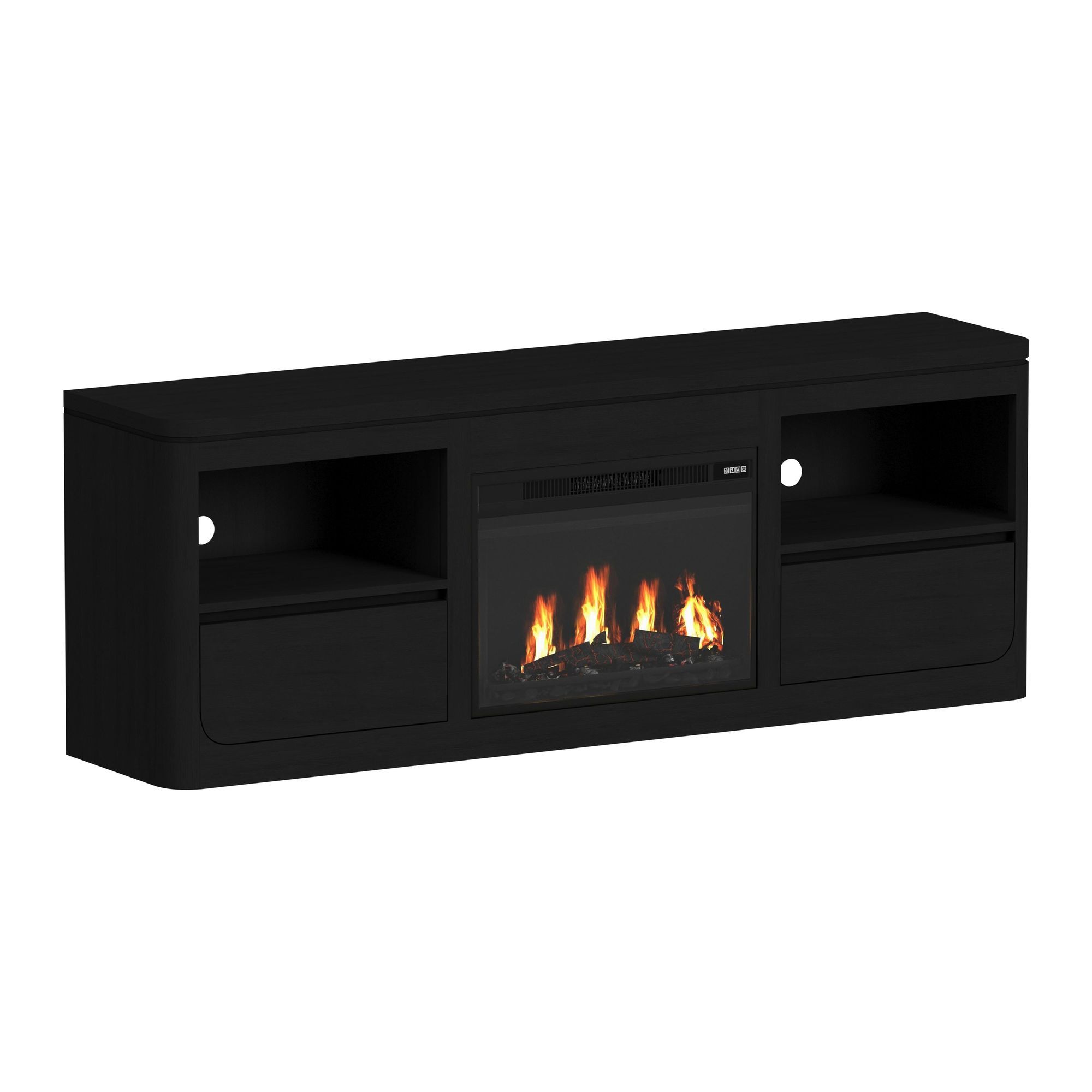 Rosalie - 71" TV Console With Fireplace Insert - Black