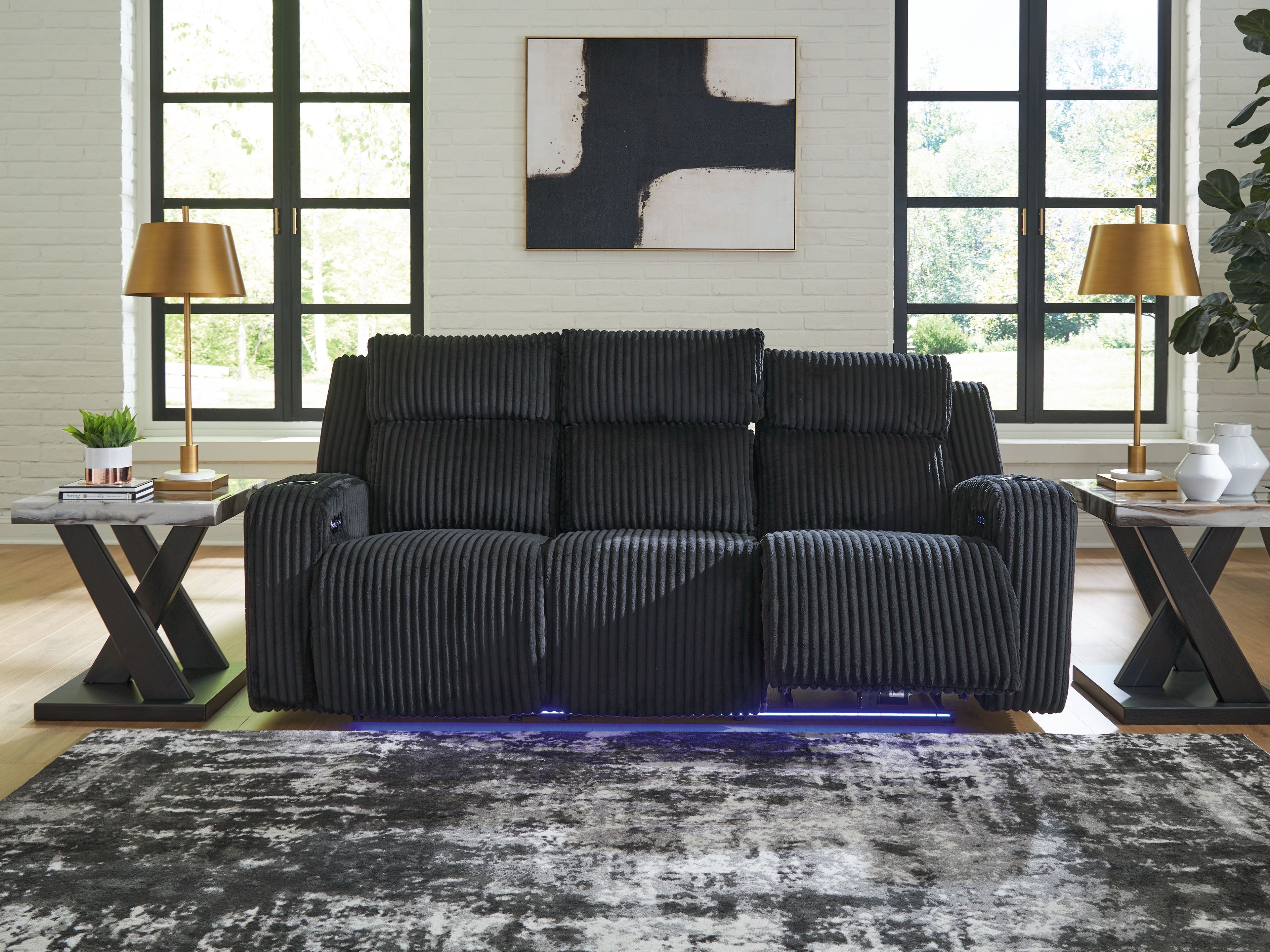 Forest Lake - Power Reclining Sofa With Adj Headrest - Black
