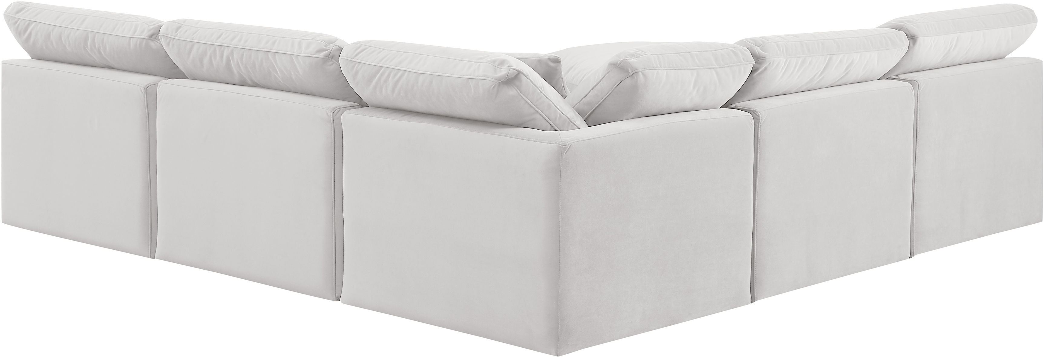 Indulge - Velvet 5 Piece Modular Corner Armless Sectional - Off White