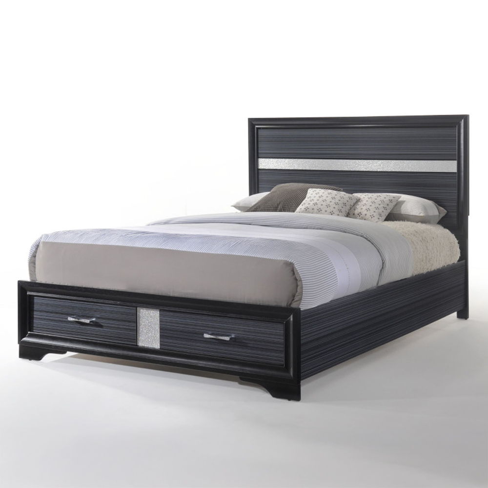 Naima - Queen Bed With Storage - Black, black, view 4