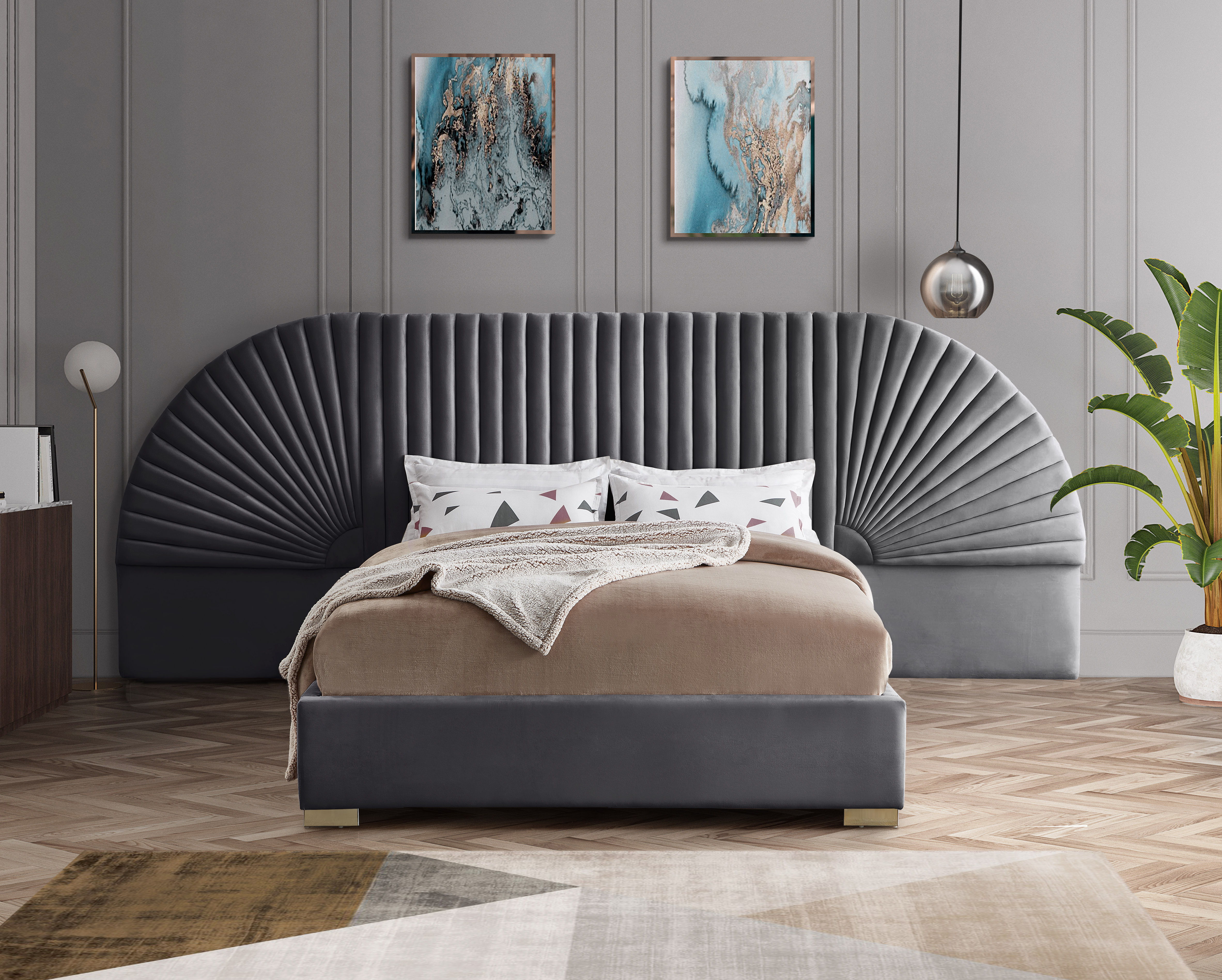 Cleo - King Bed - Gray