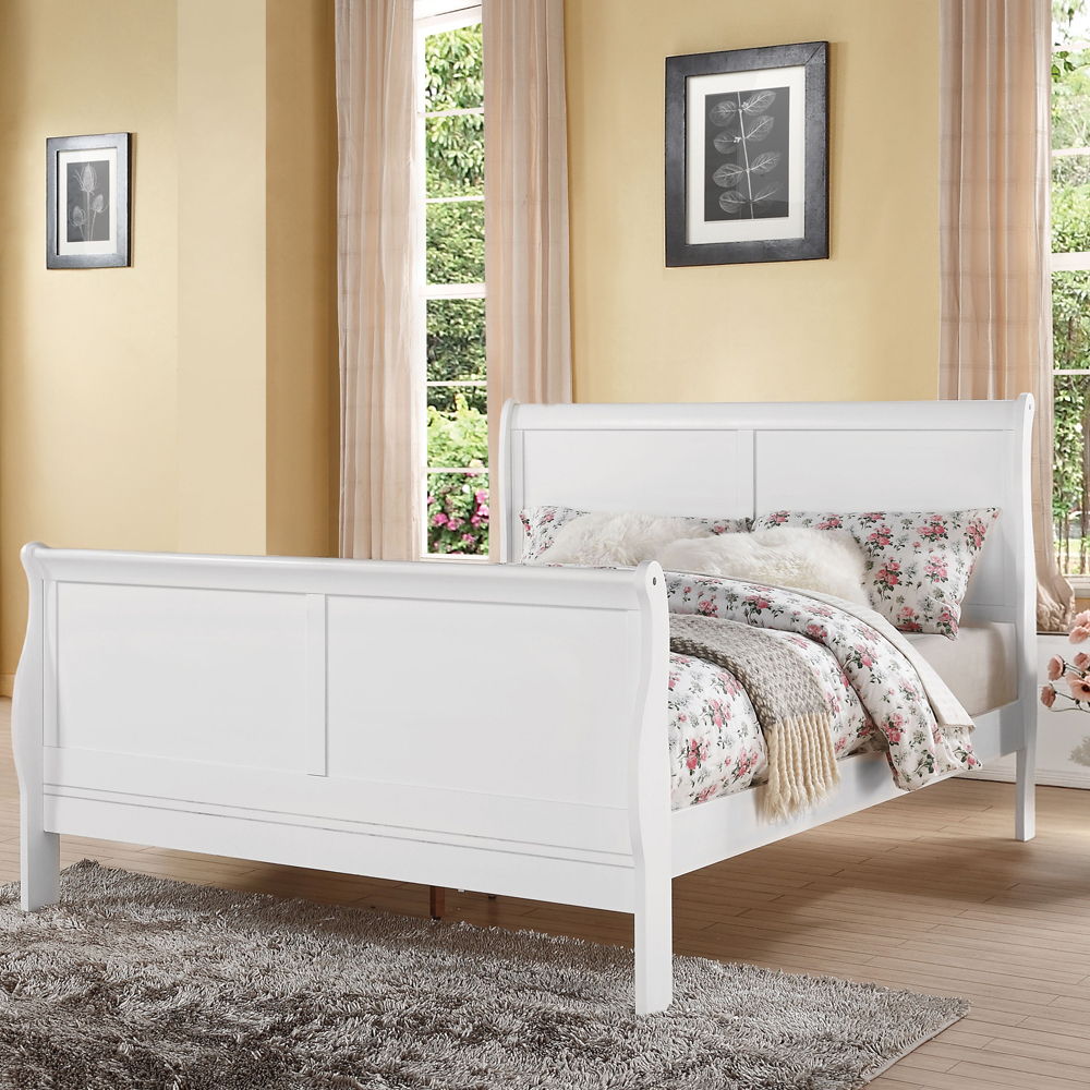 Louis Philippe III - Queen Bed - White, white