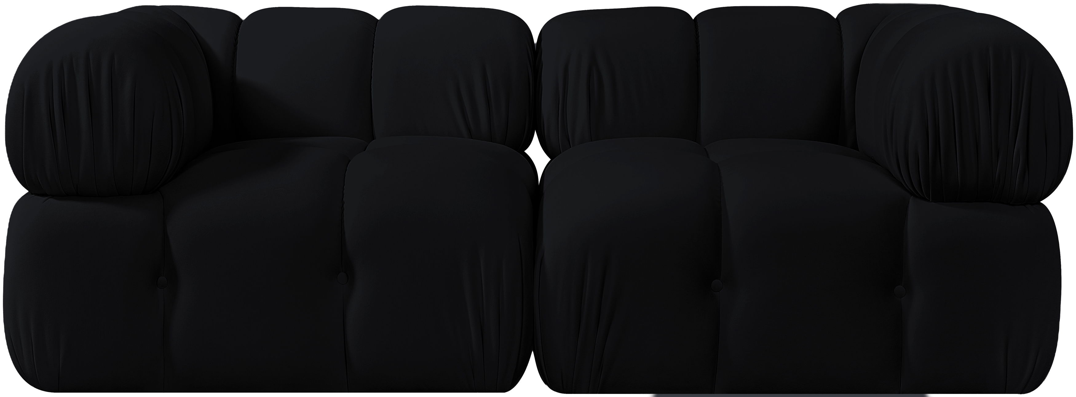 Orin - Velvet Performance Fabric Upholstered 2 Piece Modular Sofa (2 Corner Chairs) - Black