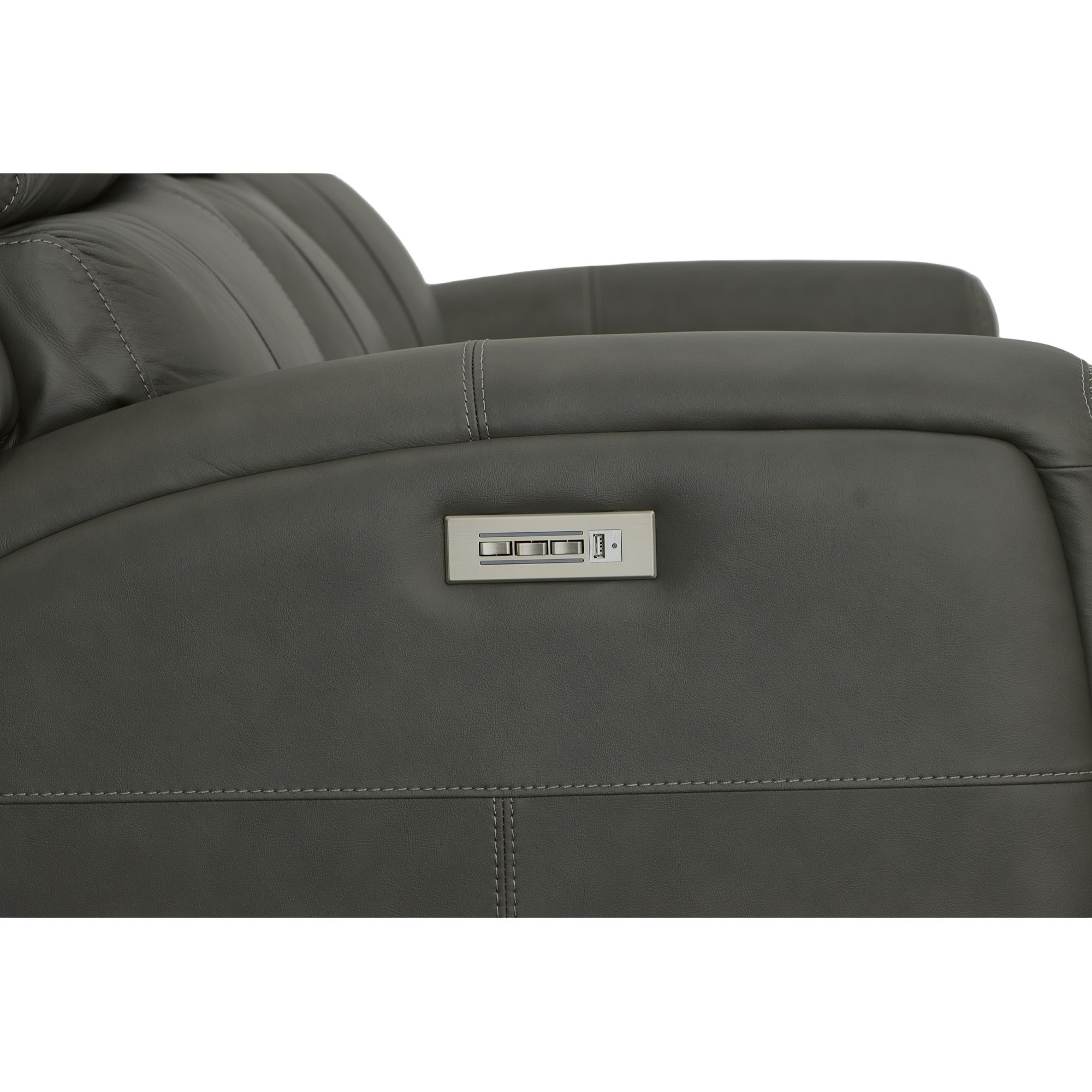 Linden - Power Reclining Sofa With Power Headrests & Lumbar - Charcoal, dark gray, view 5