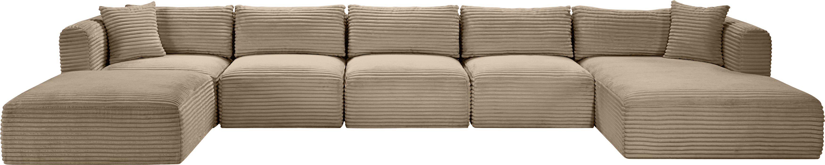 Shaggy - 6 Piece Modular Sectional With Chaise And Ottoman - Taupe