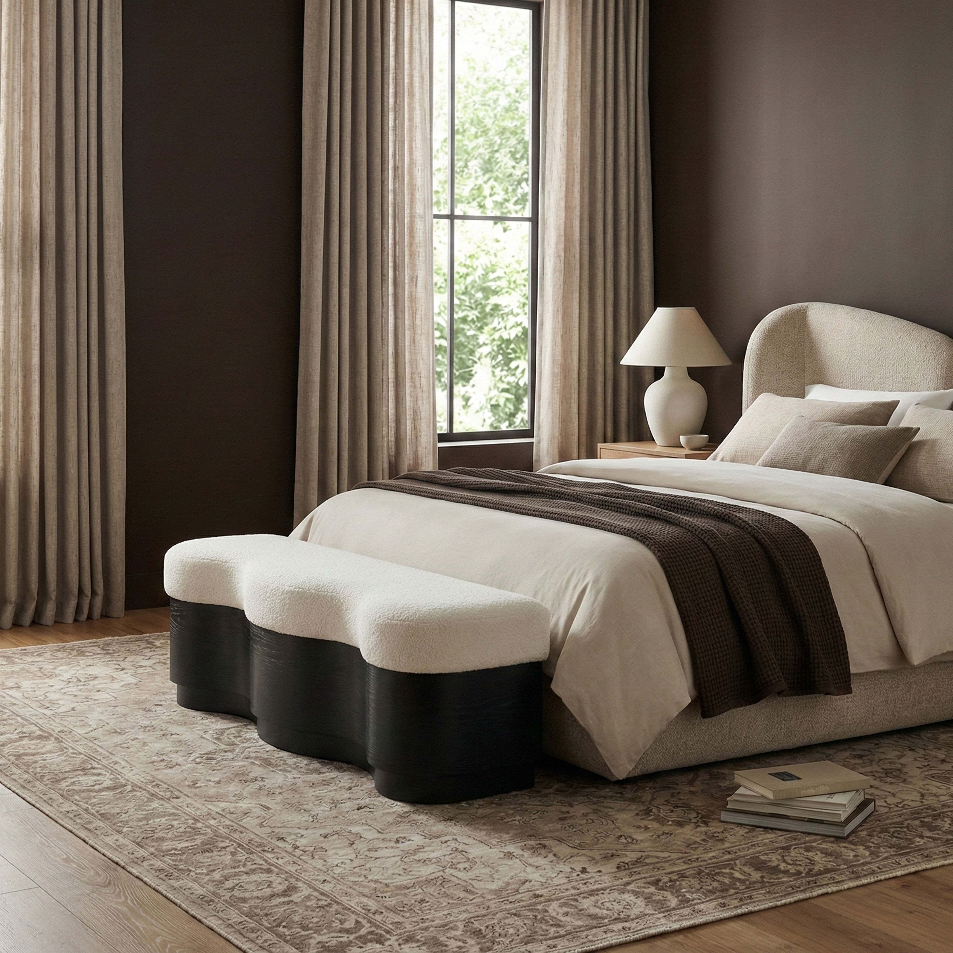 Savoy - Bench With Black Base - Cream