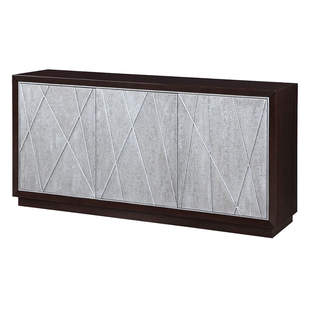 Geranio - Console Cabinet - Metallic Silver & Walnut, silver, view 2
