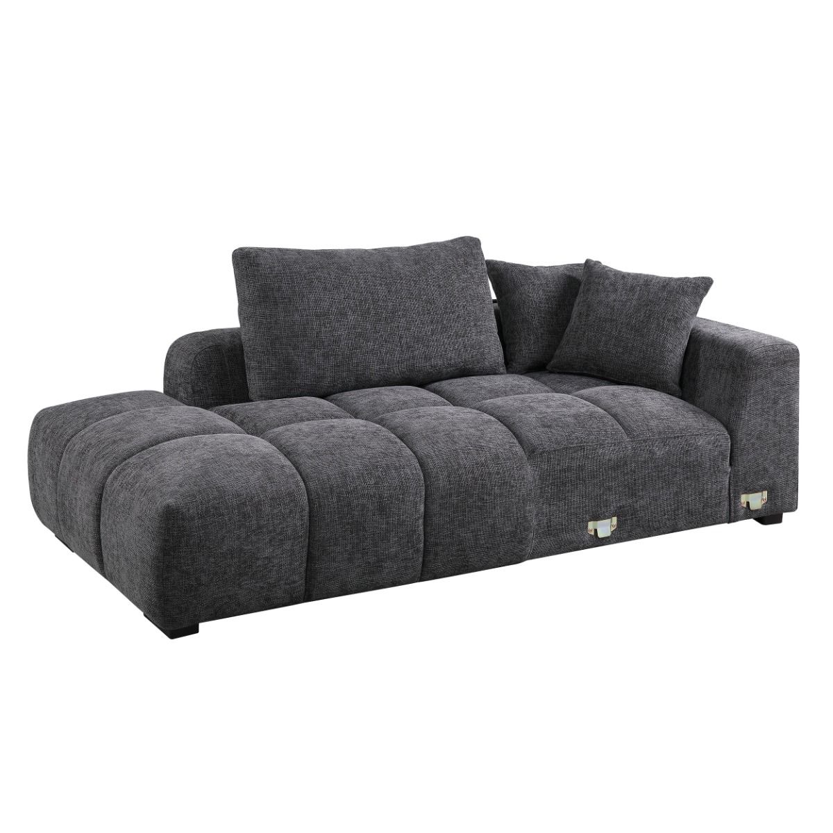 Chosen - Sectional Sofa With 6 Pillows - Gray Chenille, dark gray, view 3