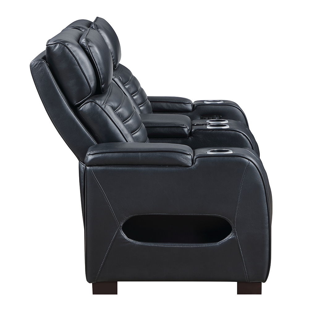 Ephron - Power Motion Loveseat With Console, Power Headrests, LED & Speakers - Black, black, view 3