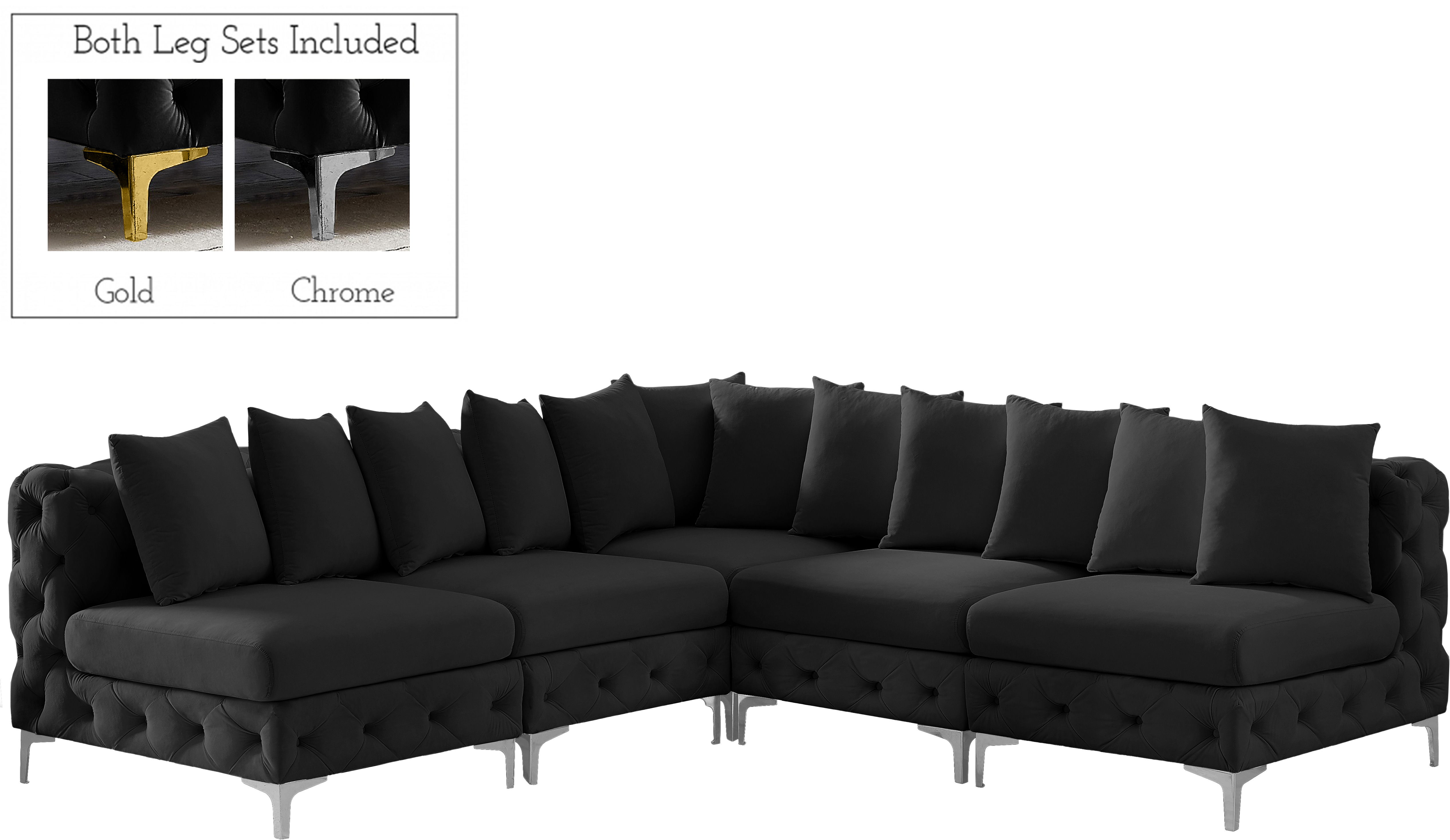 Tremblay - 5 Piece Modular Corner Armless Sectional - Black
