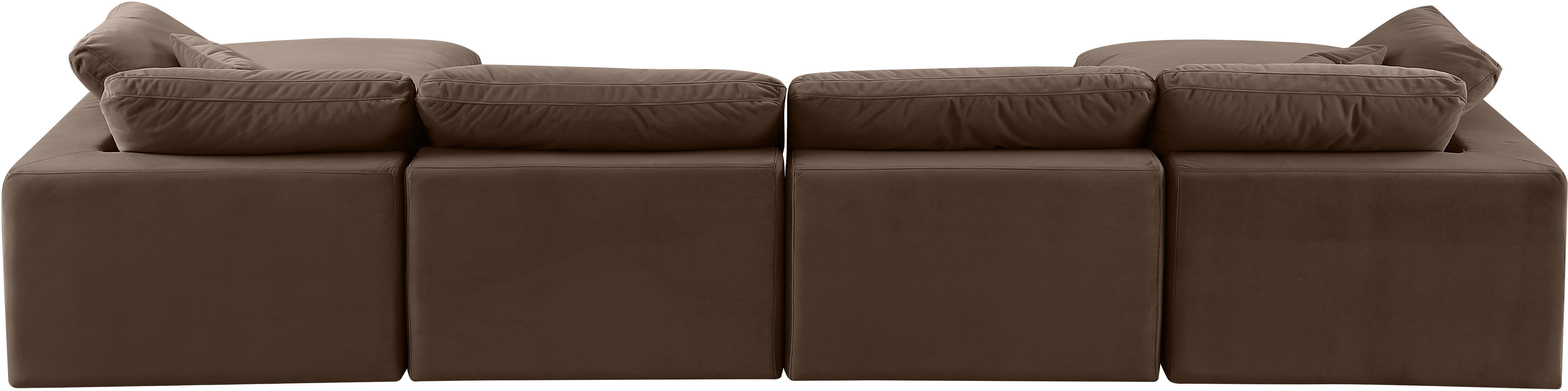 Comfy - 6 Piece Velvet Modular Double Chaise Sectional - Dark Brown