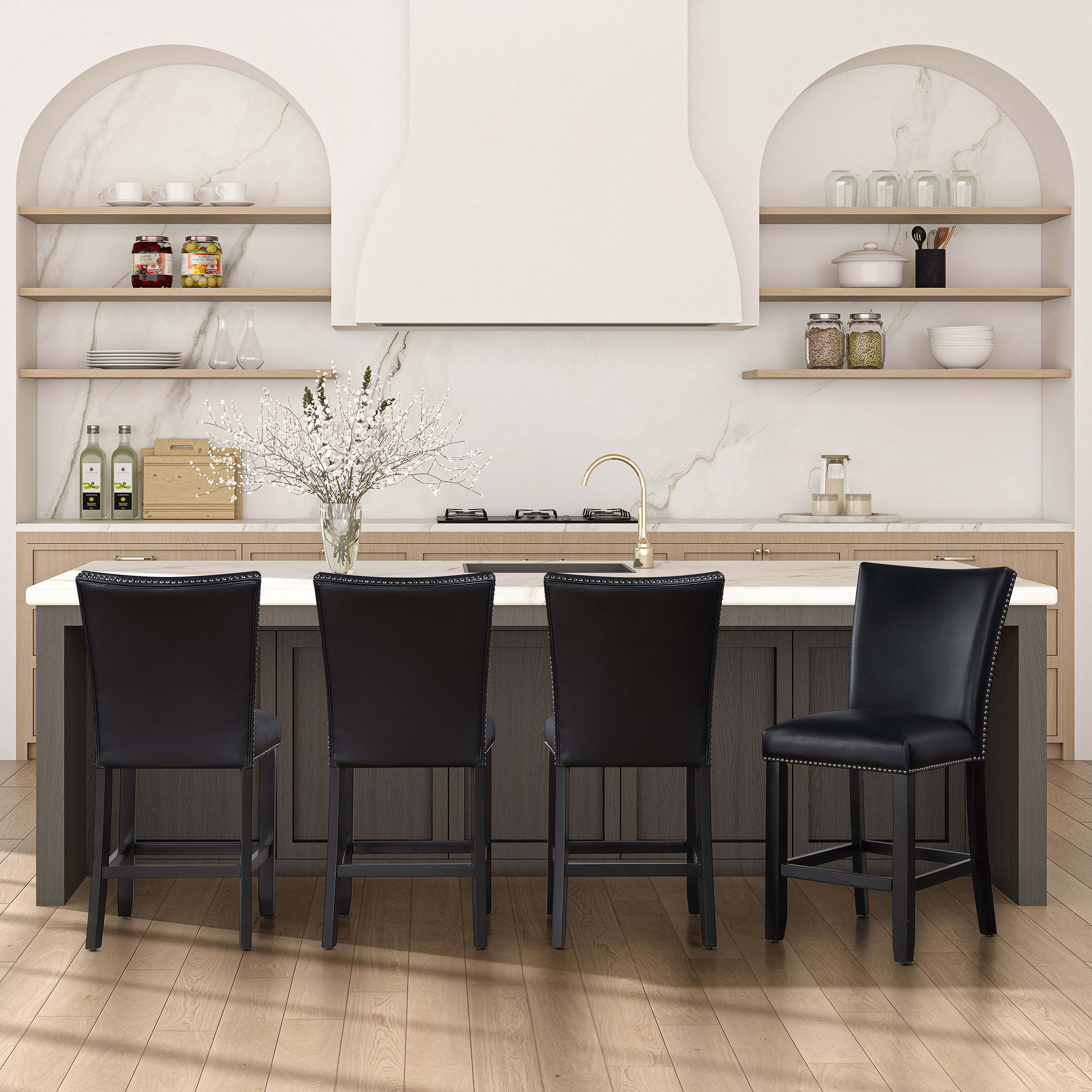 Camila - PU Counter Chair - Black