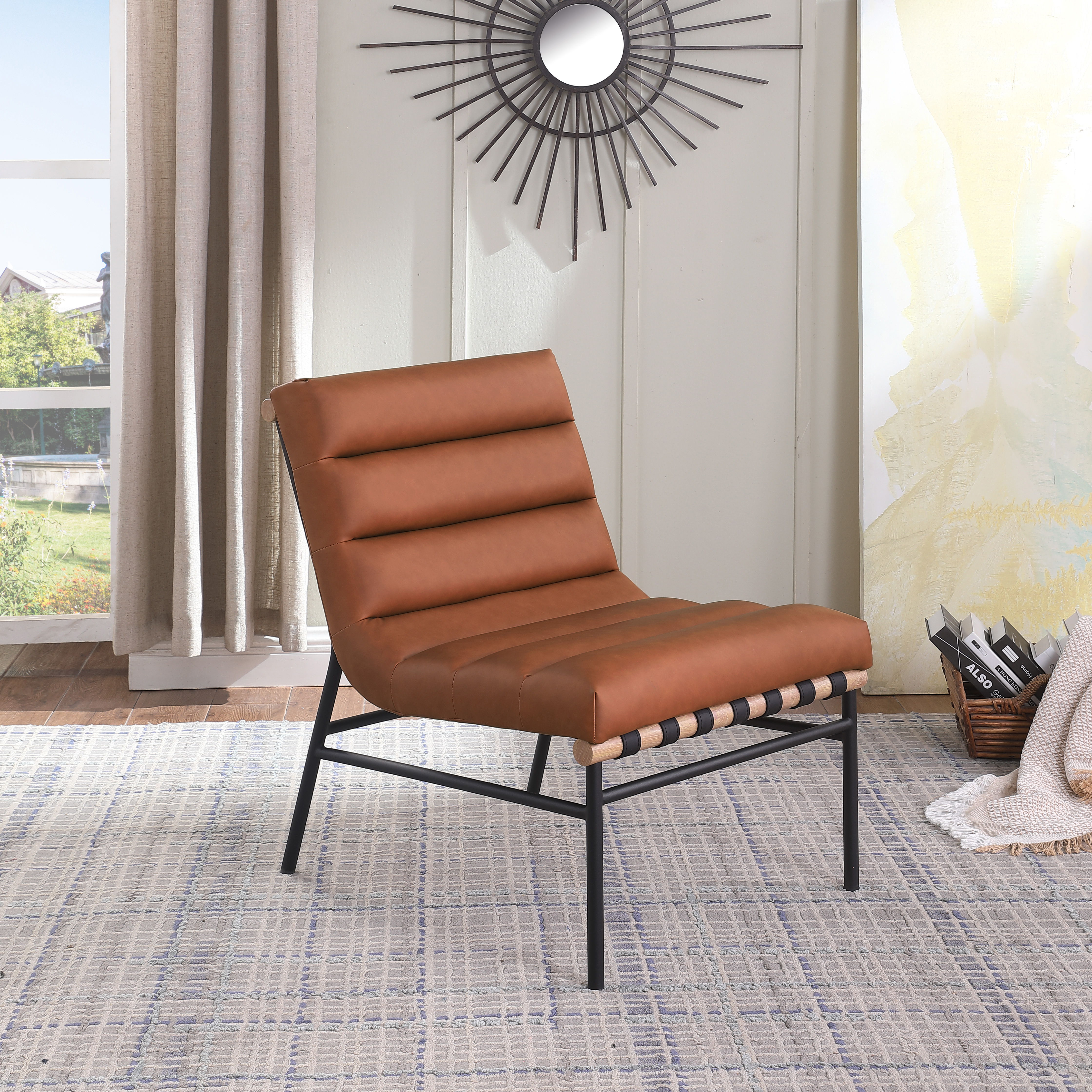 Burke - Faux Leather Accent Chair - Cognac