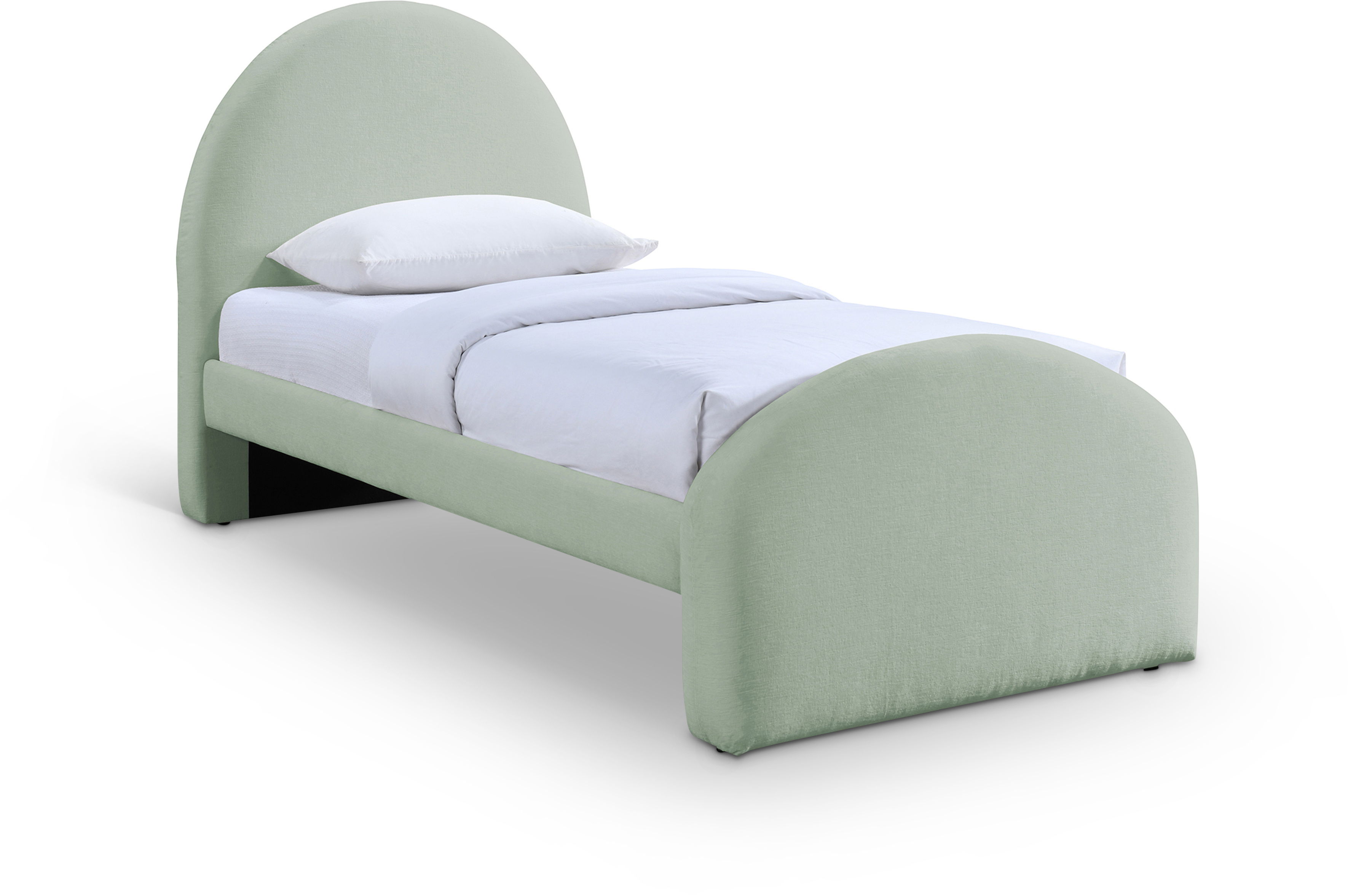 Andaz - Chenille Fabric Upholstered Twin Bed - Mint