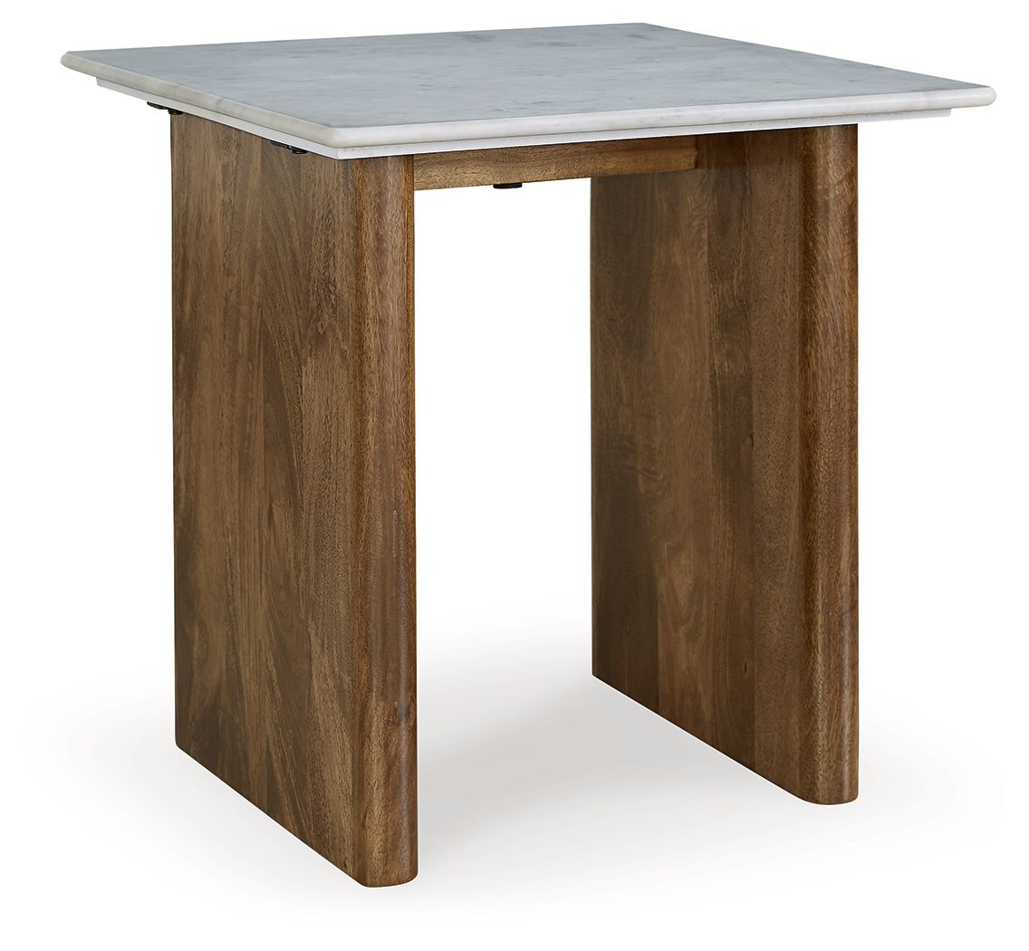 Ashley Isanti Rectangular End Table - Light Brown/White