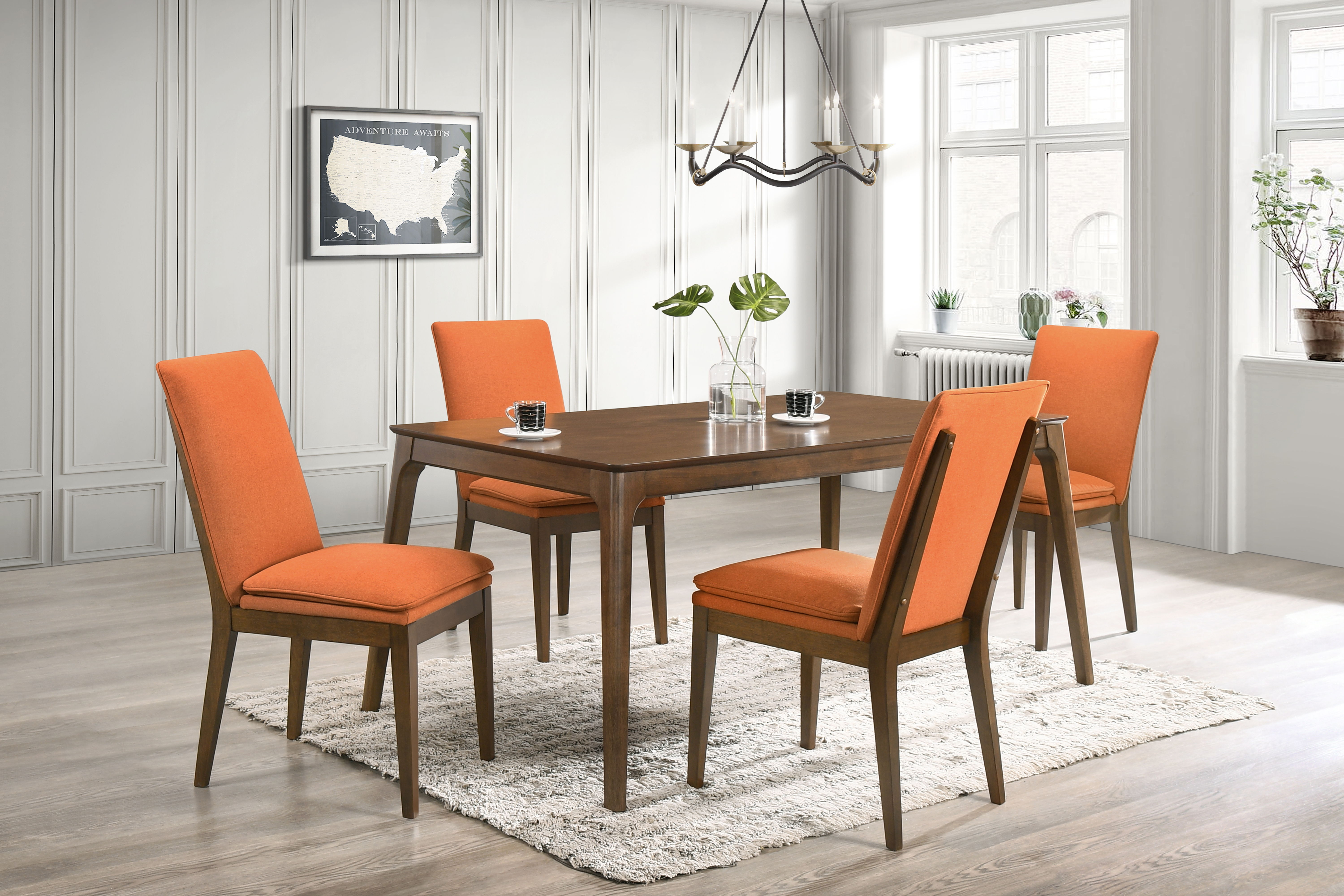 Maggie - Dining Chair With Cushion (Set of 2) - Terracotta / Walnut
