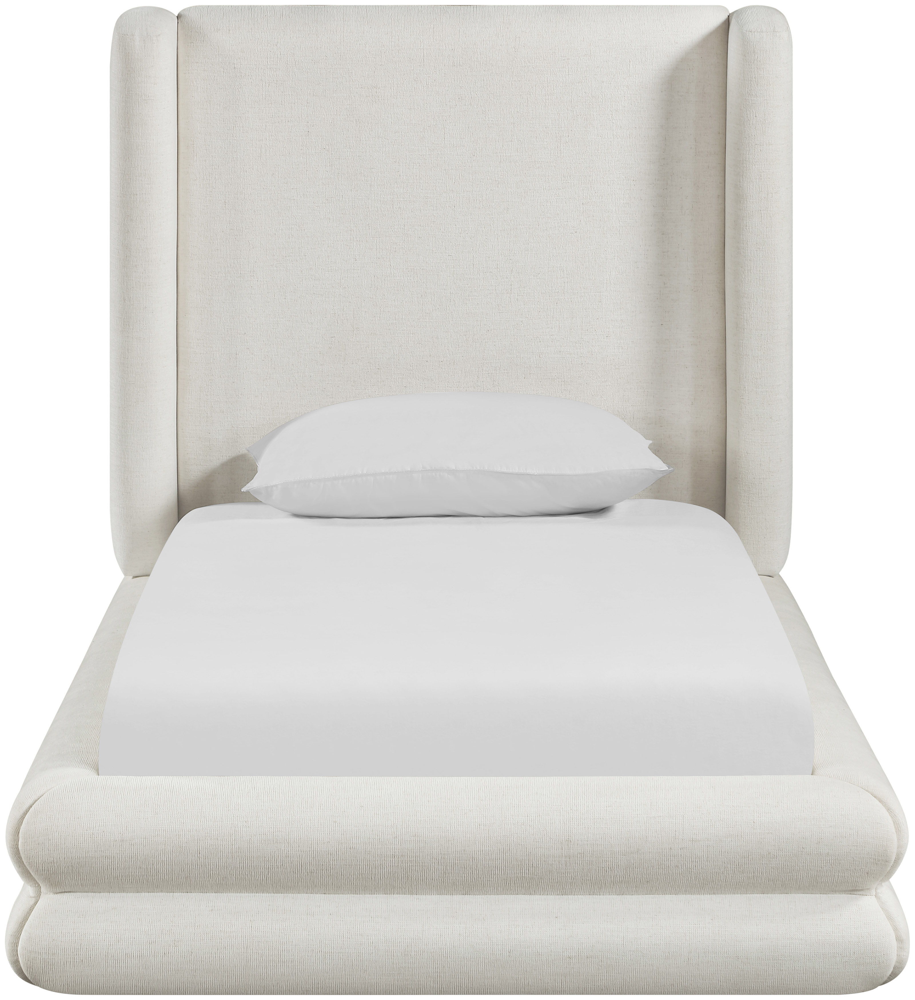 Chandra - Linen Textured Fabric Upholstered Twin Bed - Cream