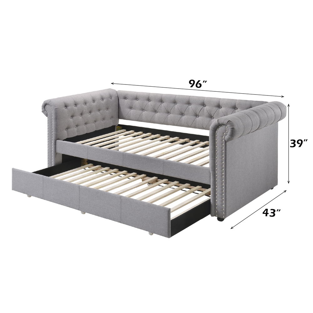 Justice - Twin Daybed With Trundle - Smoke Gray Fabric, gray, view 6