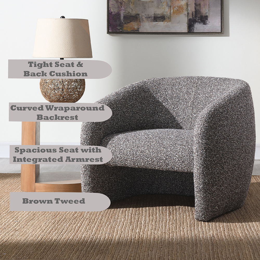 Livia - Accent Chair - Brown & Gray Tweed, dark gray, view 7