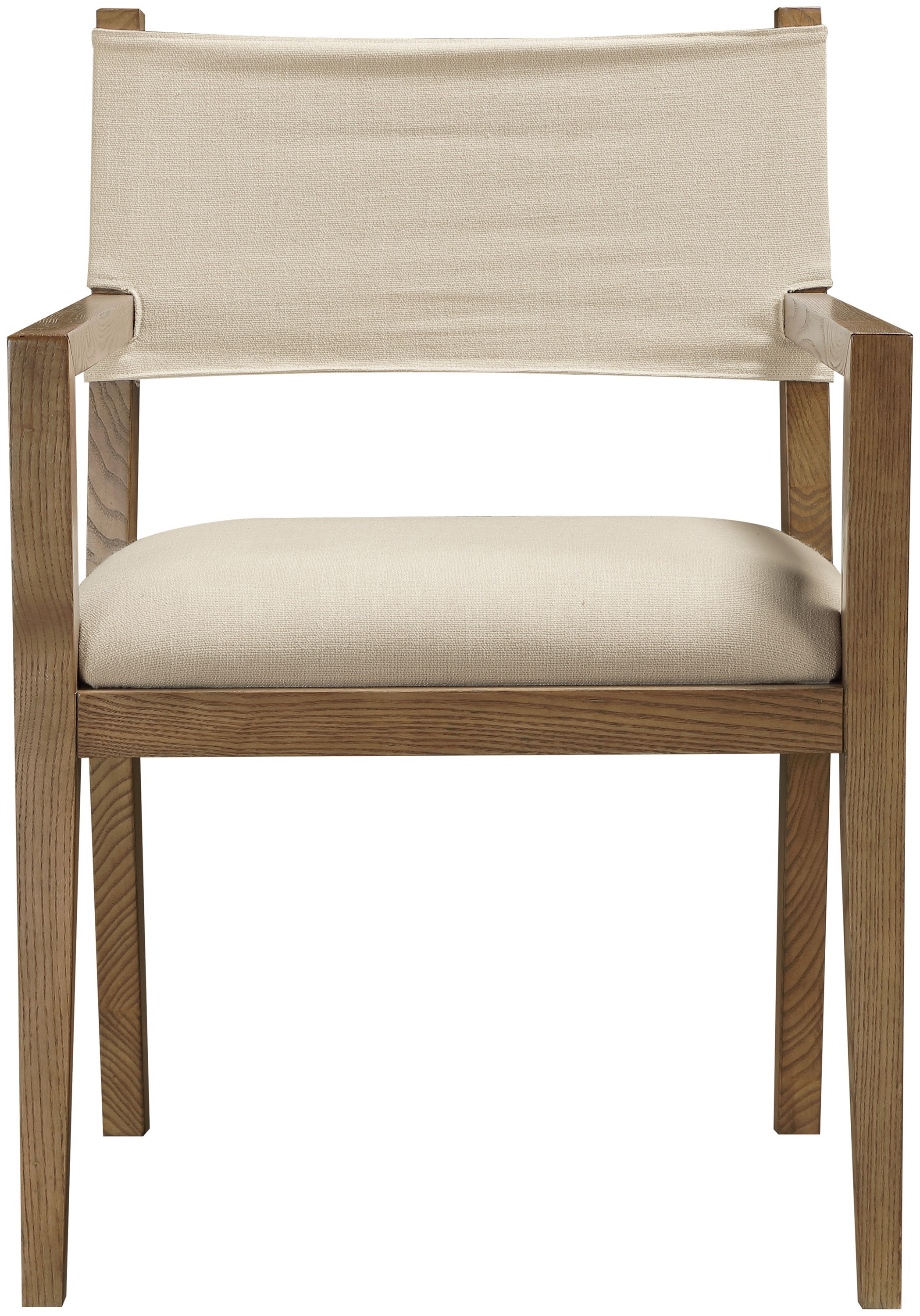 Avon - Linen Textured Performance Fabric Upholstered Dining Arm Chair - Beige