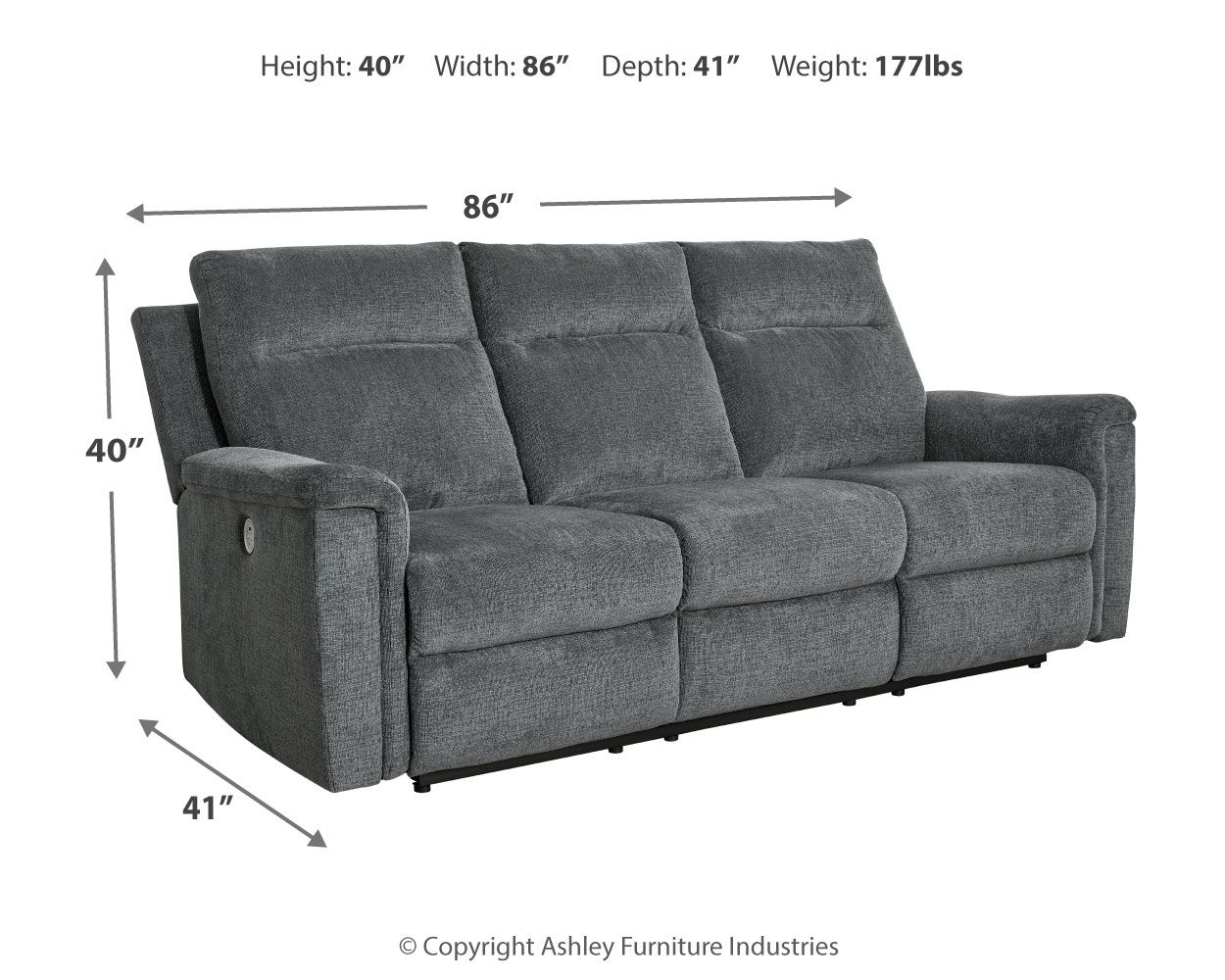 Ashley Furniture Barnsana - Power Reclining Sofa - Gravel - Image 4