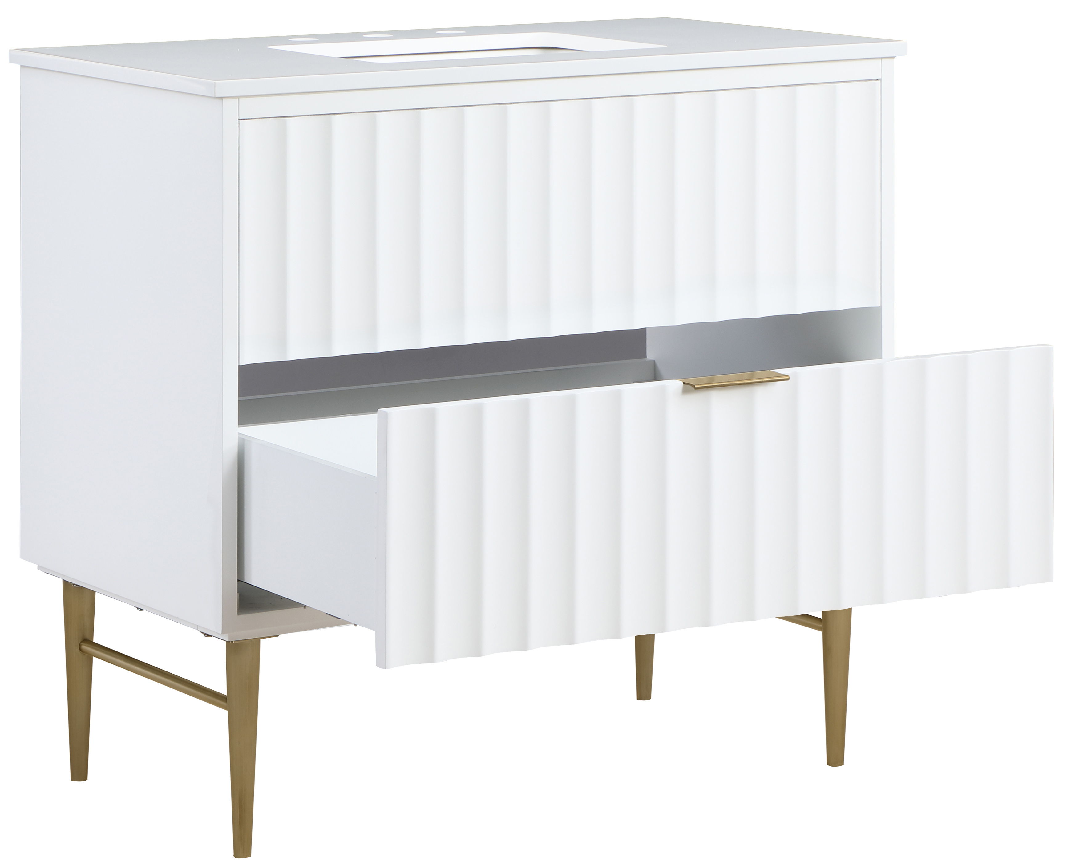 Modernist - 36" Bathroom Vanity With Gold Legs - White