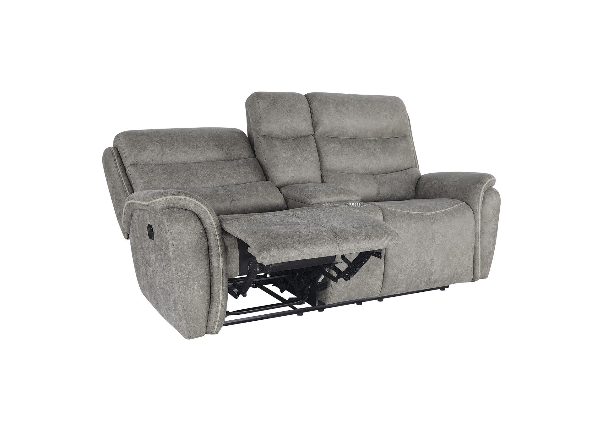 Kamari - Console Loveseat With Dual Recliners - Gray, gray, view 4